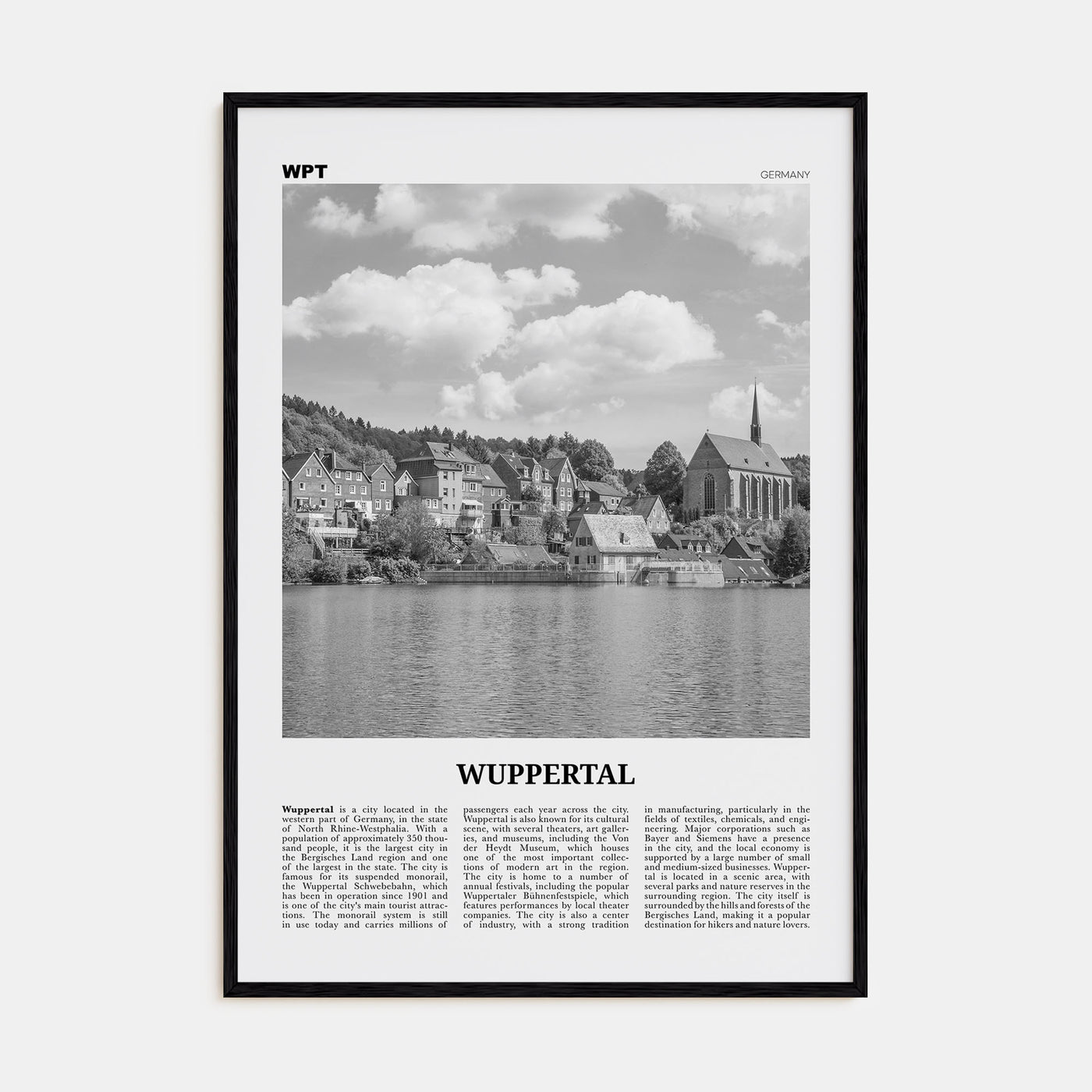 Wuppertal Travel B&W Poster