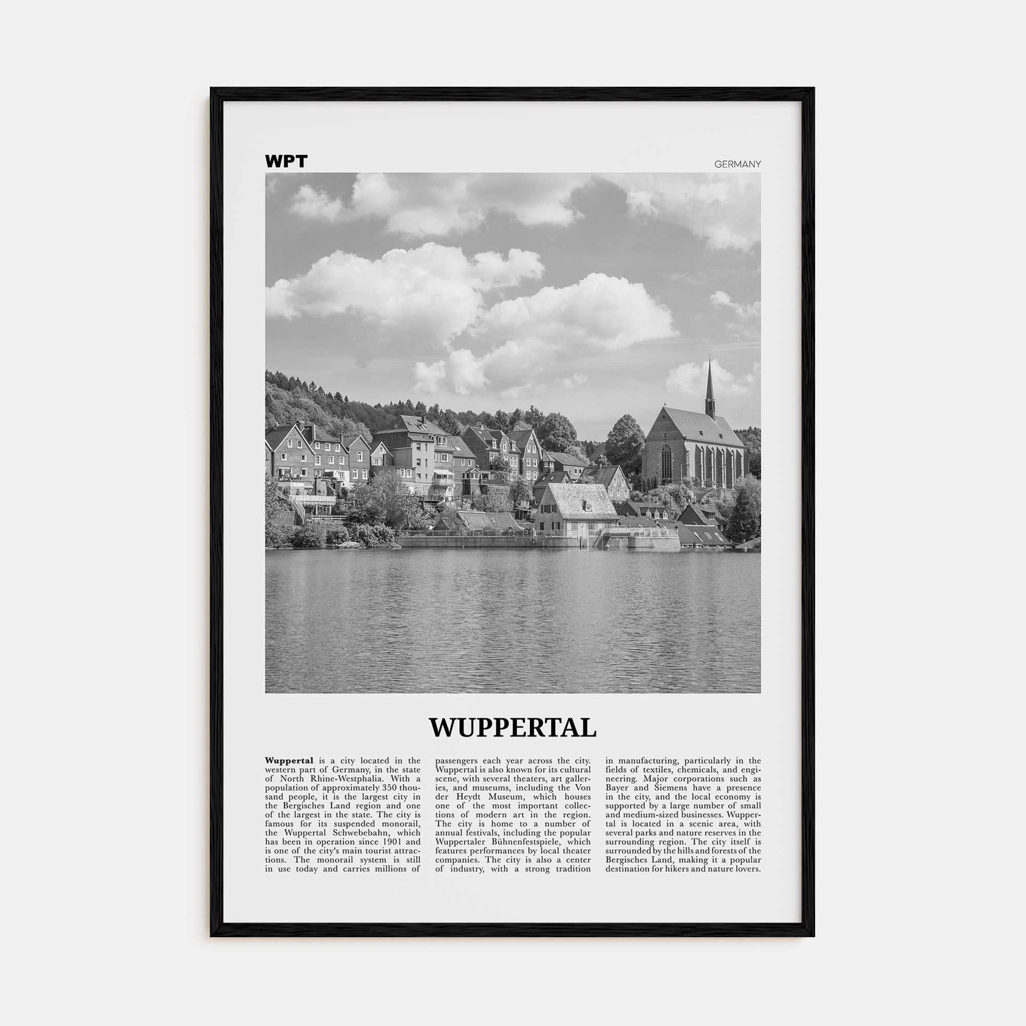 Wuppertal Travel B&W Poster
