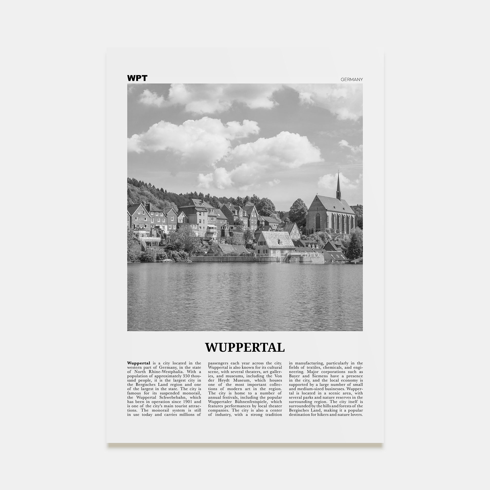 Wuppertal Travel B&W Poster