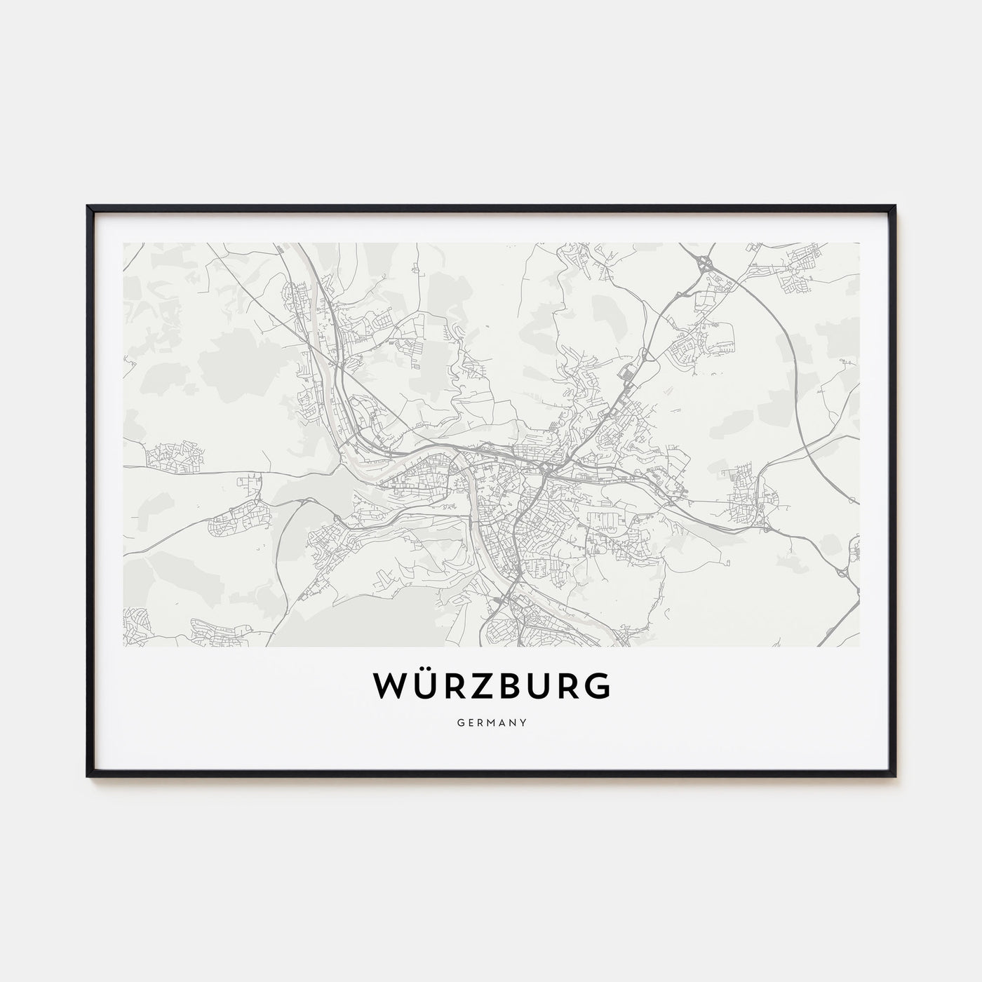 Würzburg Map Landscape Poster