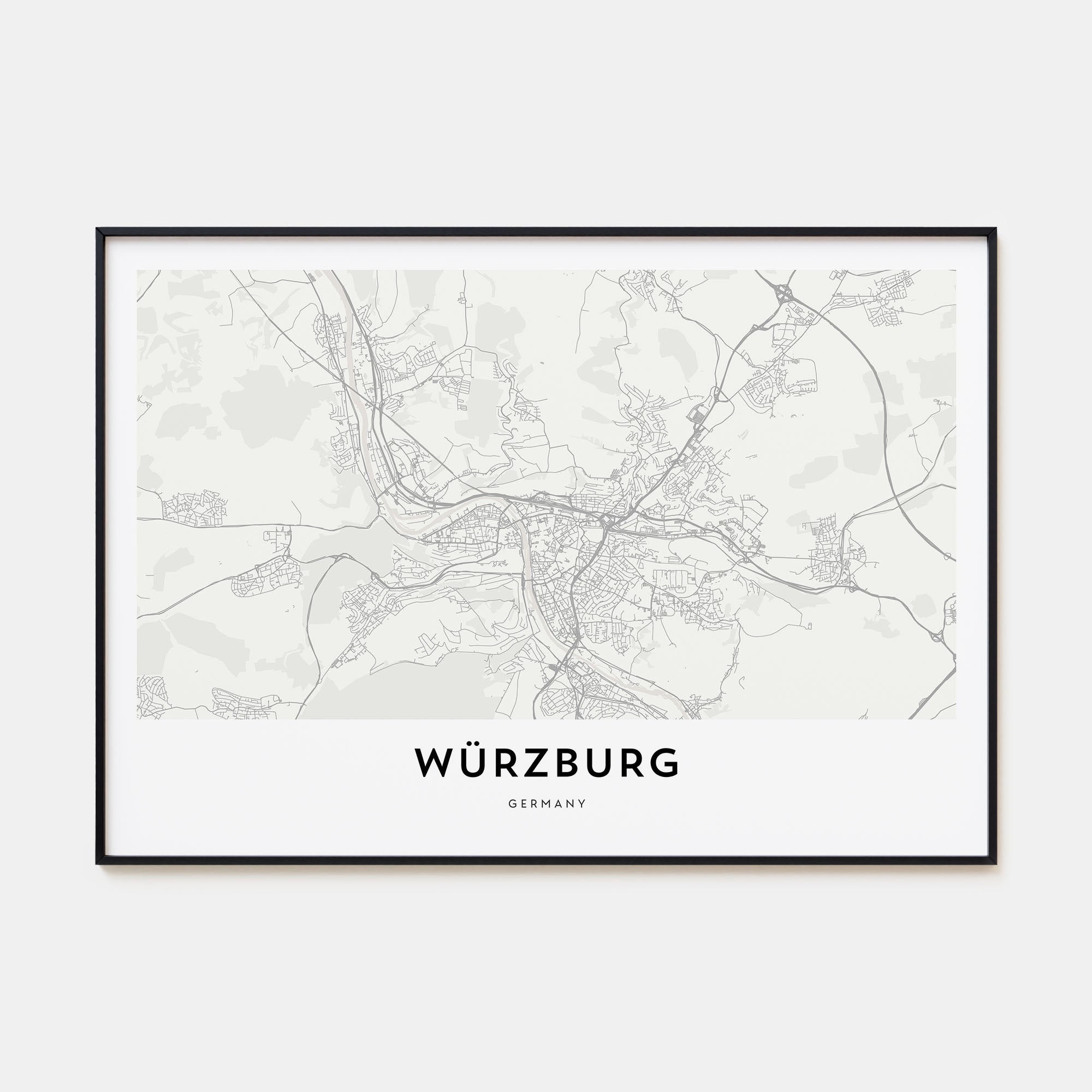Würzburg Map Landscape Poster