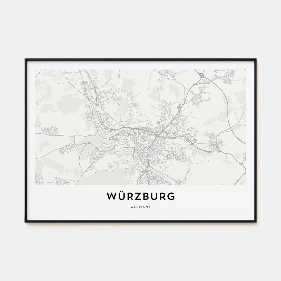 Würzburg Map Landscape Poster