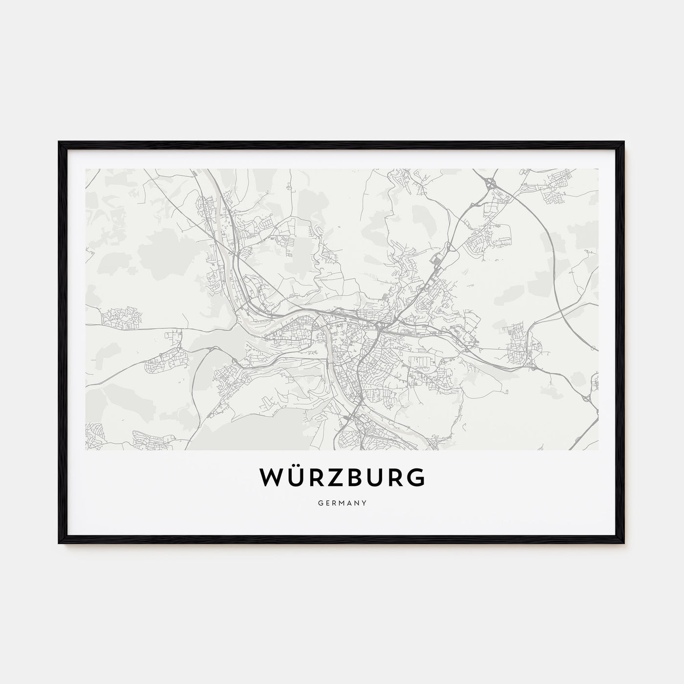 Würzburg Map Landscape Poster
