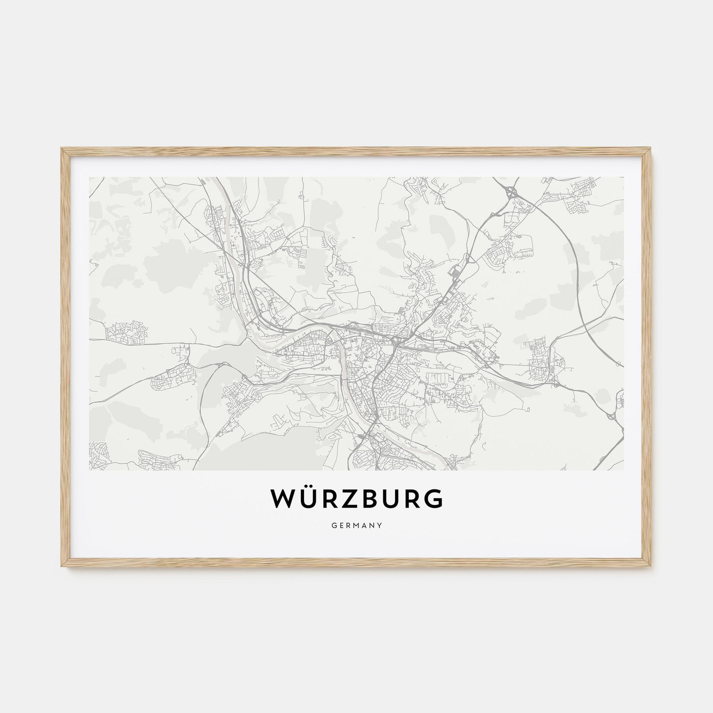 Würzburg Map Landscape Poster