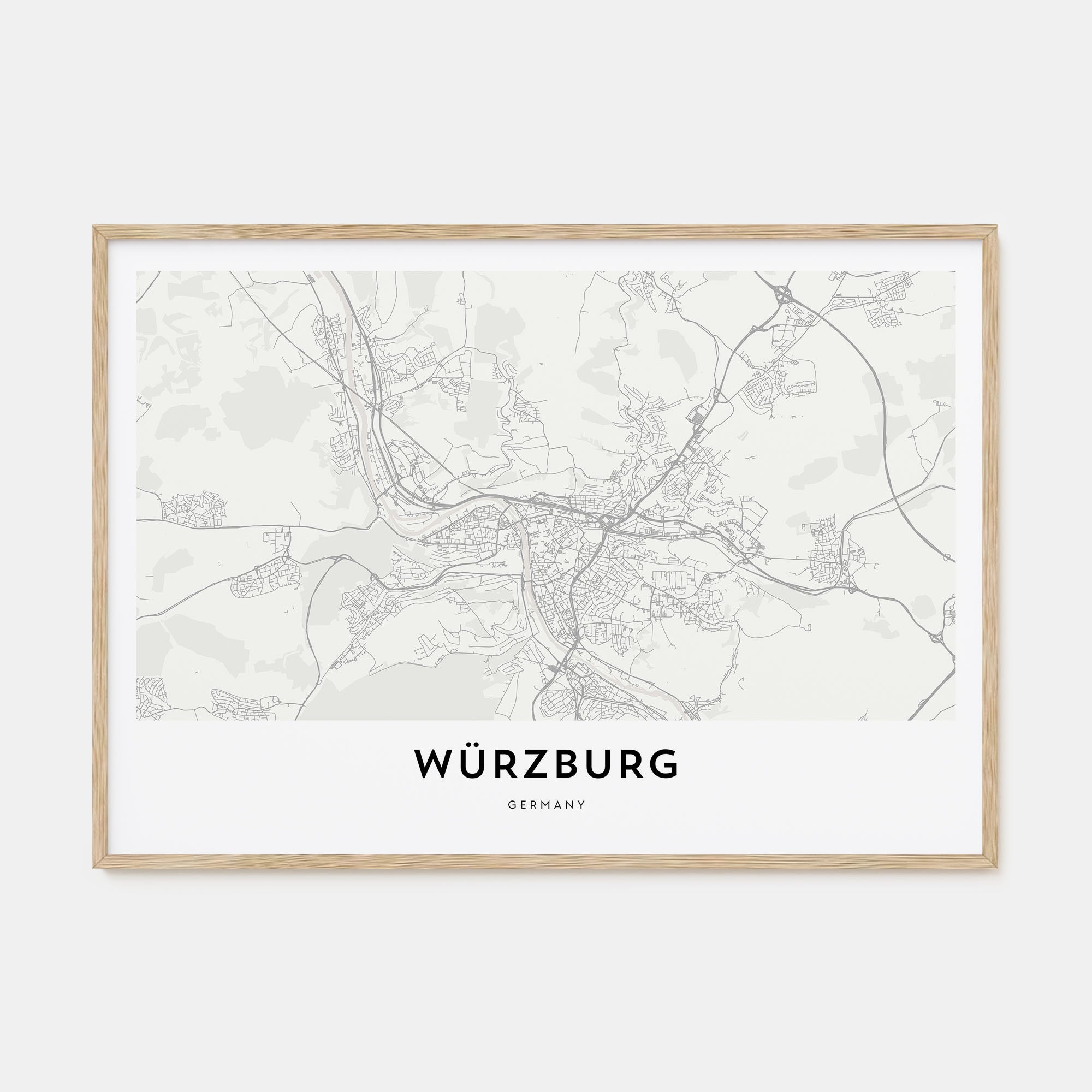 Würzburg Map Landscape Poster