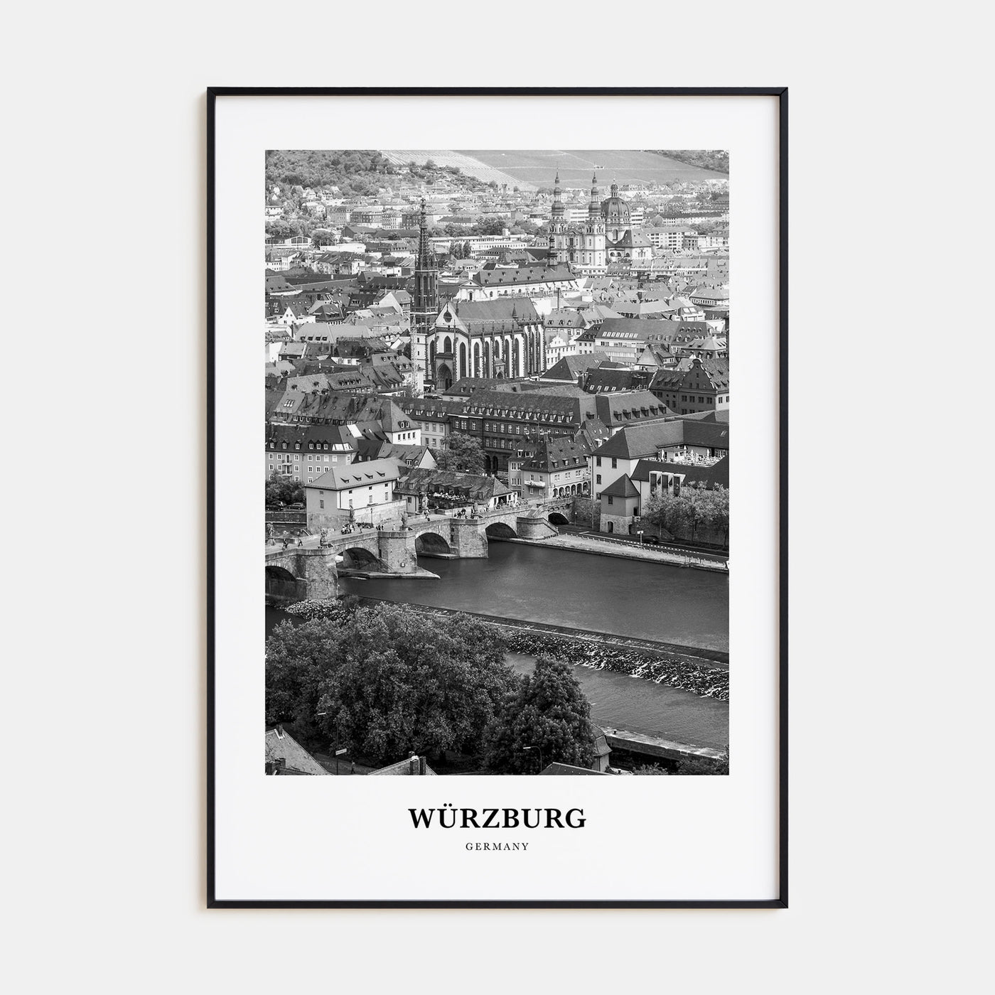 Würzburg Portrait B&W Poster