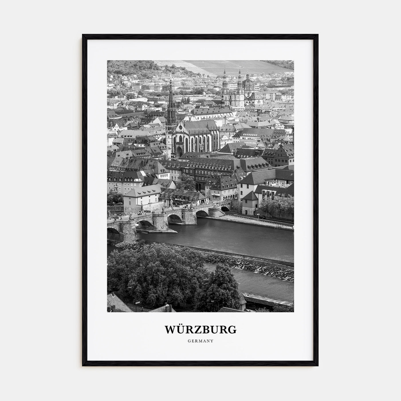 Würzburg Portrait B&W Poster