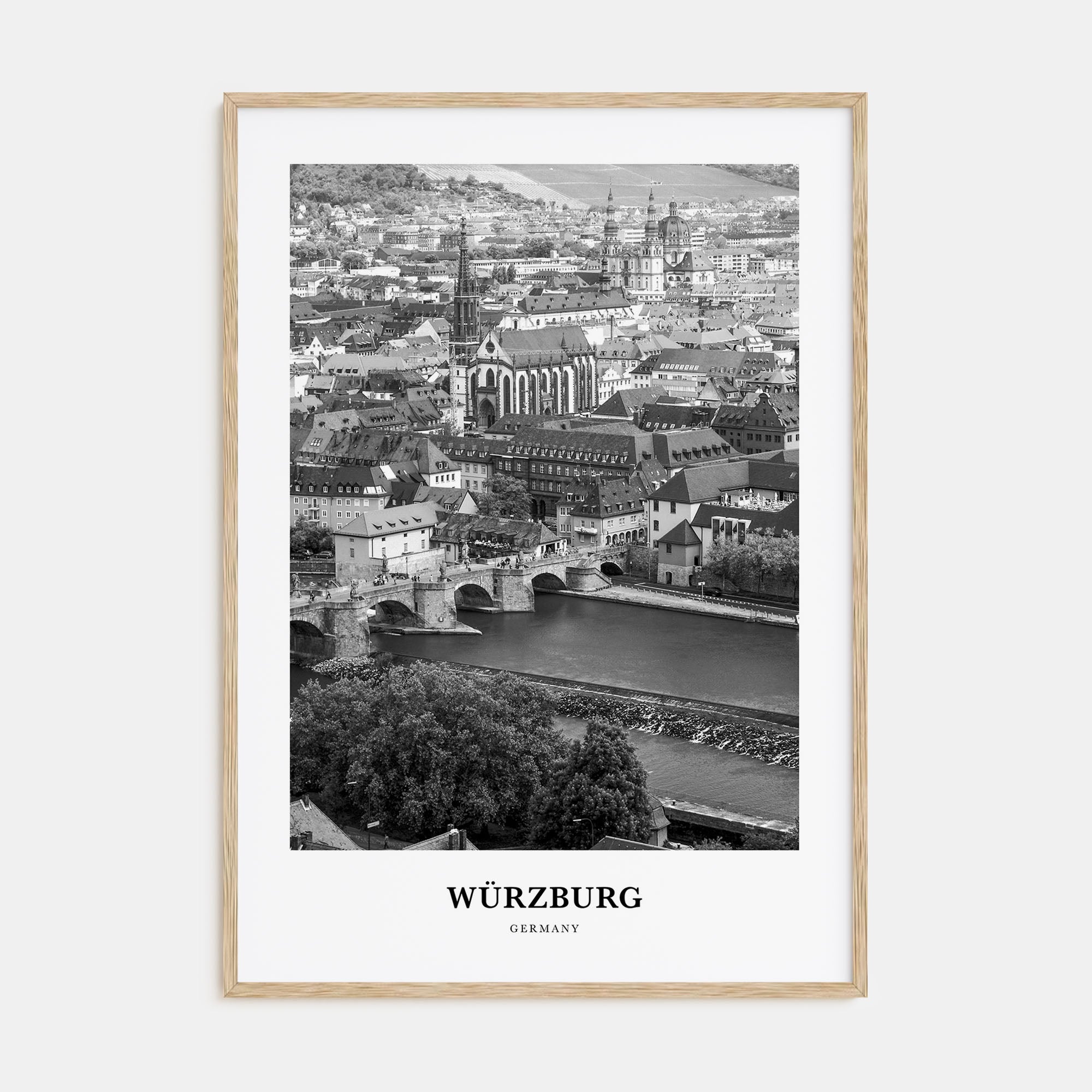 Würzburg Portrait B&W Poster