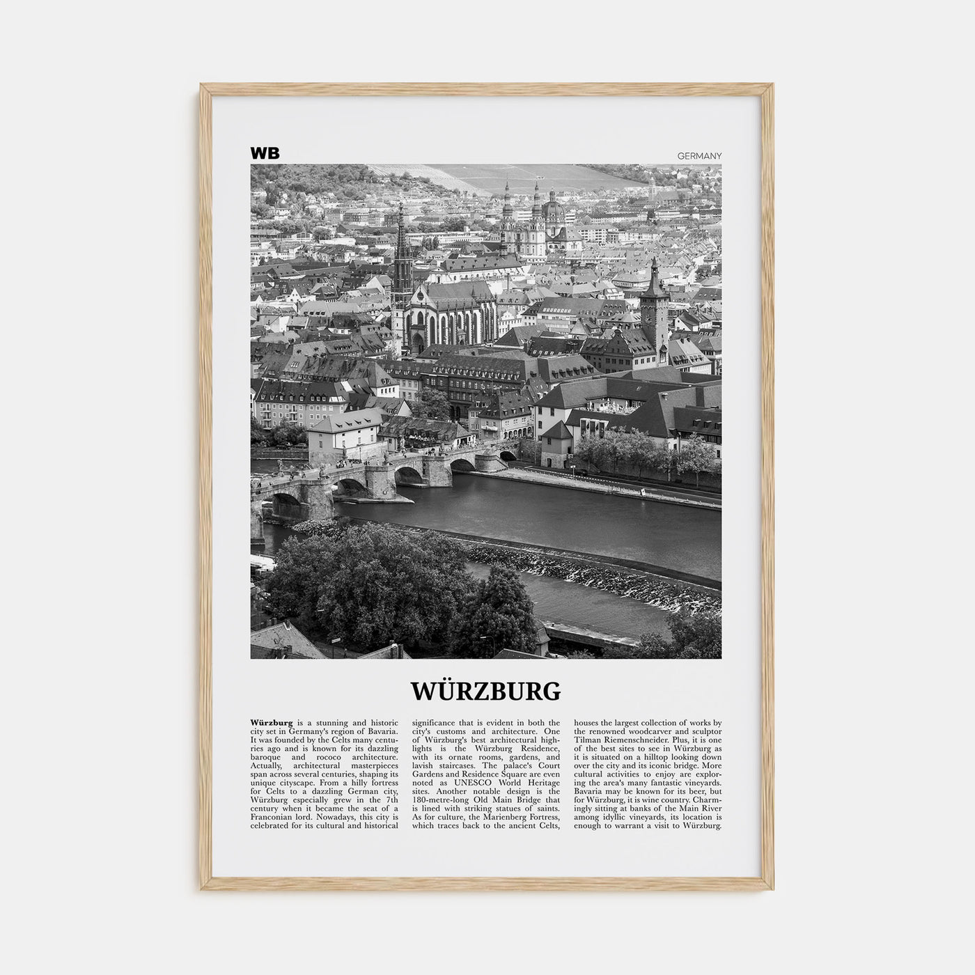 Würzburg Travel B&W No 1 Poster