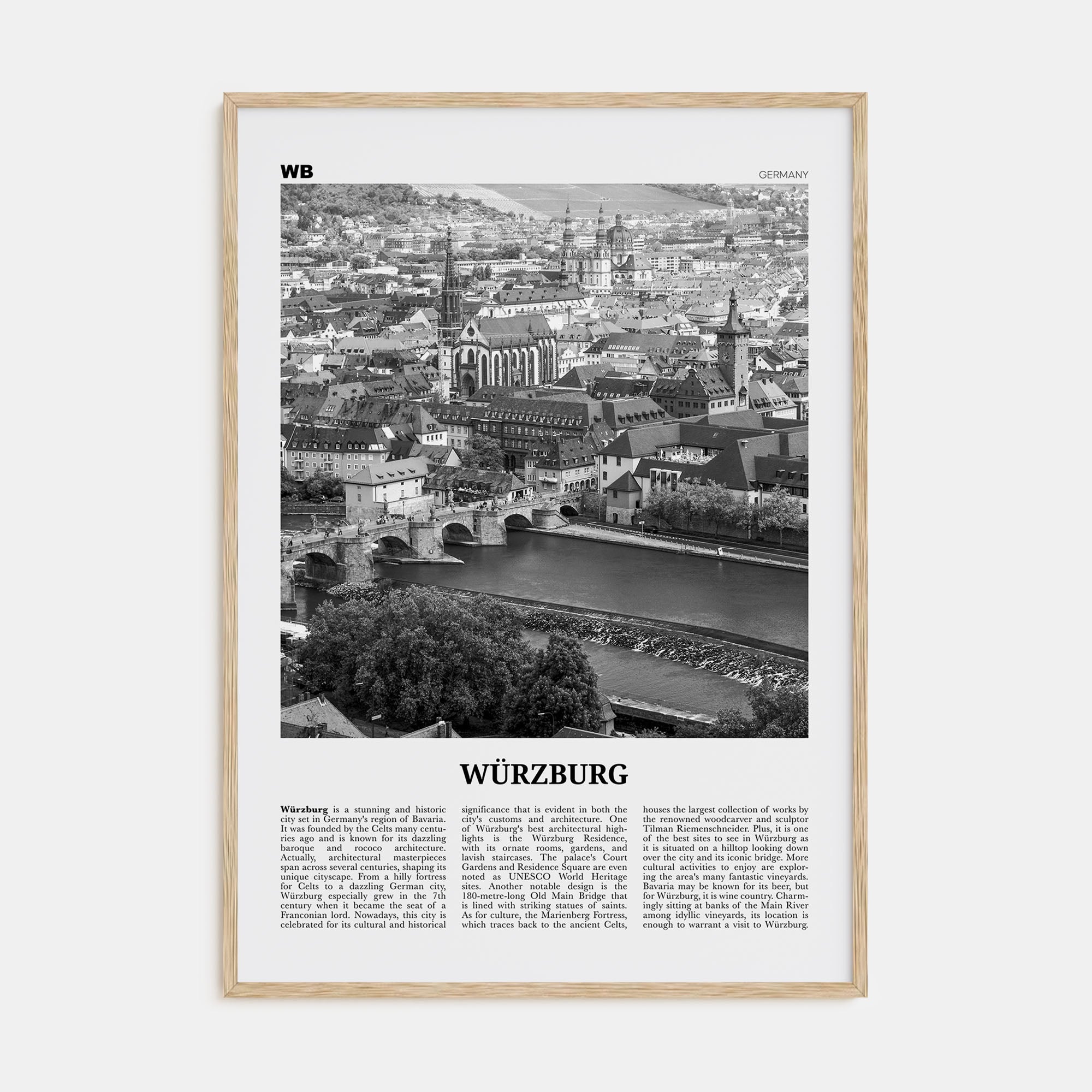 Würzburg Travel B&W No 1 Poster
