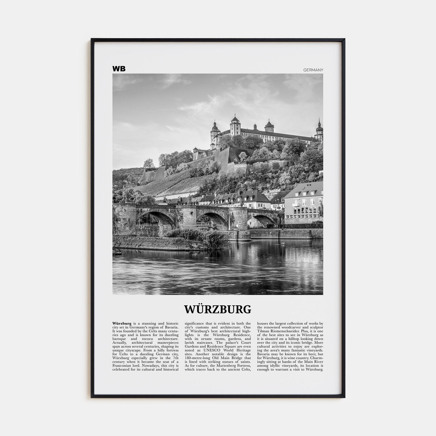 Würzburg Travel B&W No 2 Poster