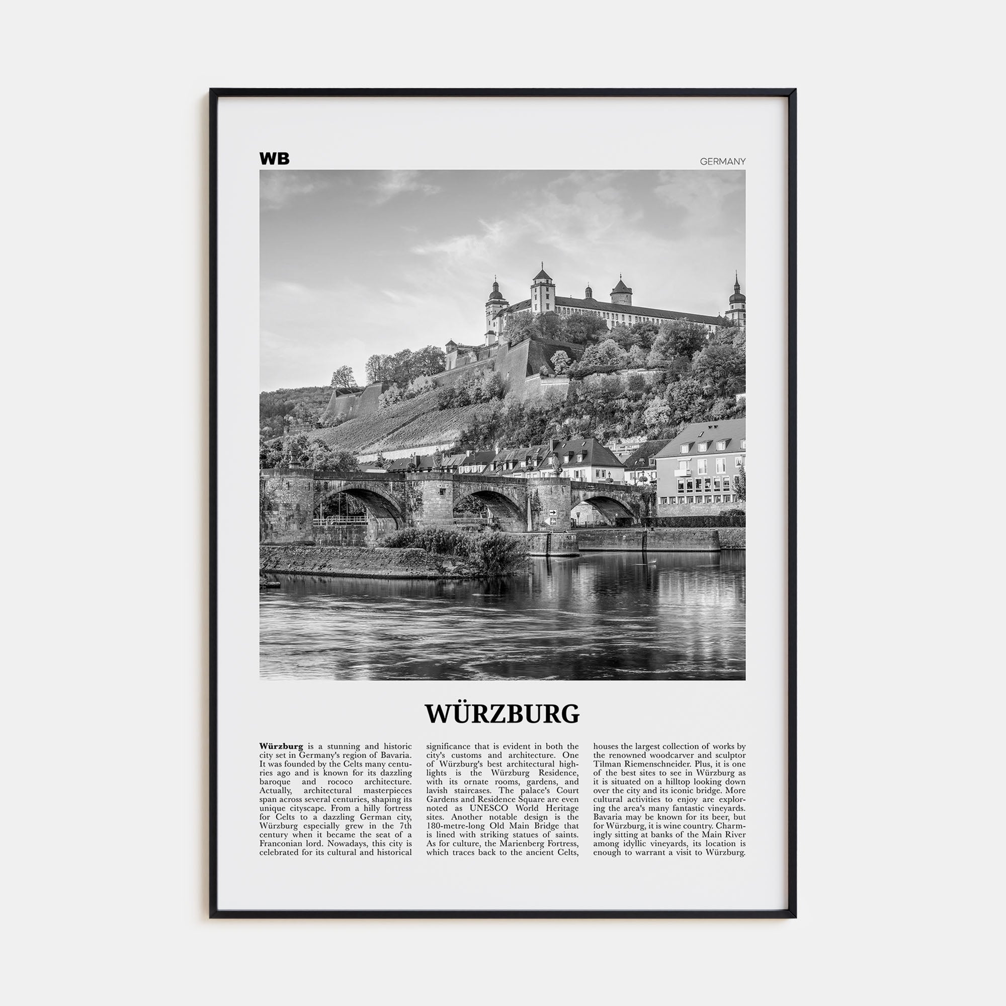 Würzburg Travel B&W No 2 Poster