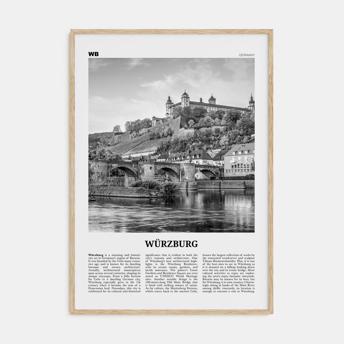 Würzburg Travel B&W No 2 Poster
