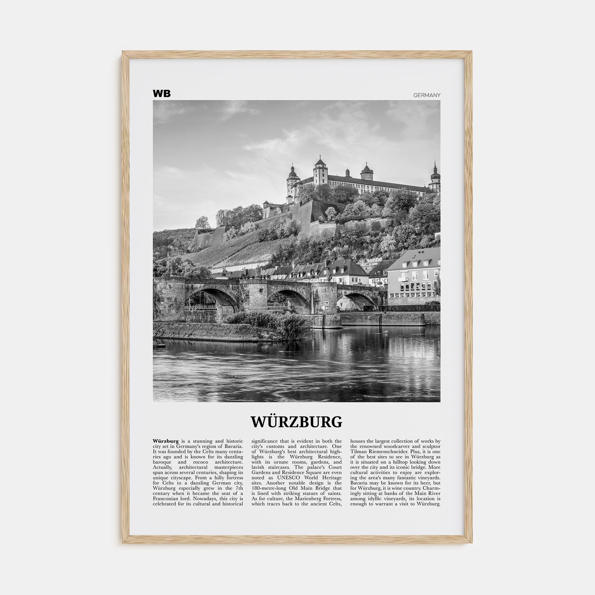 Würzburg Travel B&W No 2 Poster