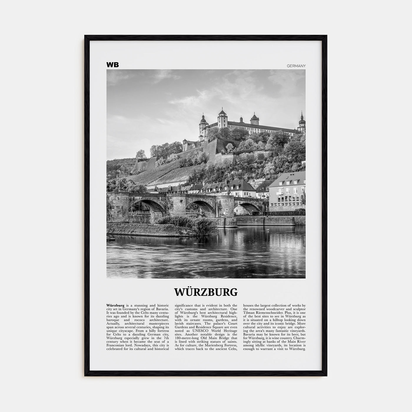 Würzburg Travel B&W No 2 Poster