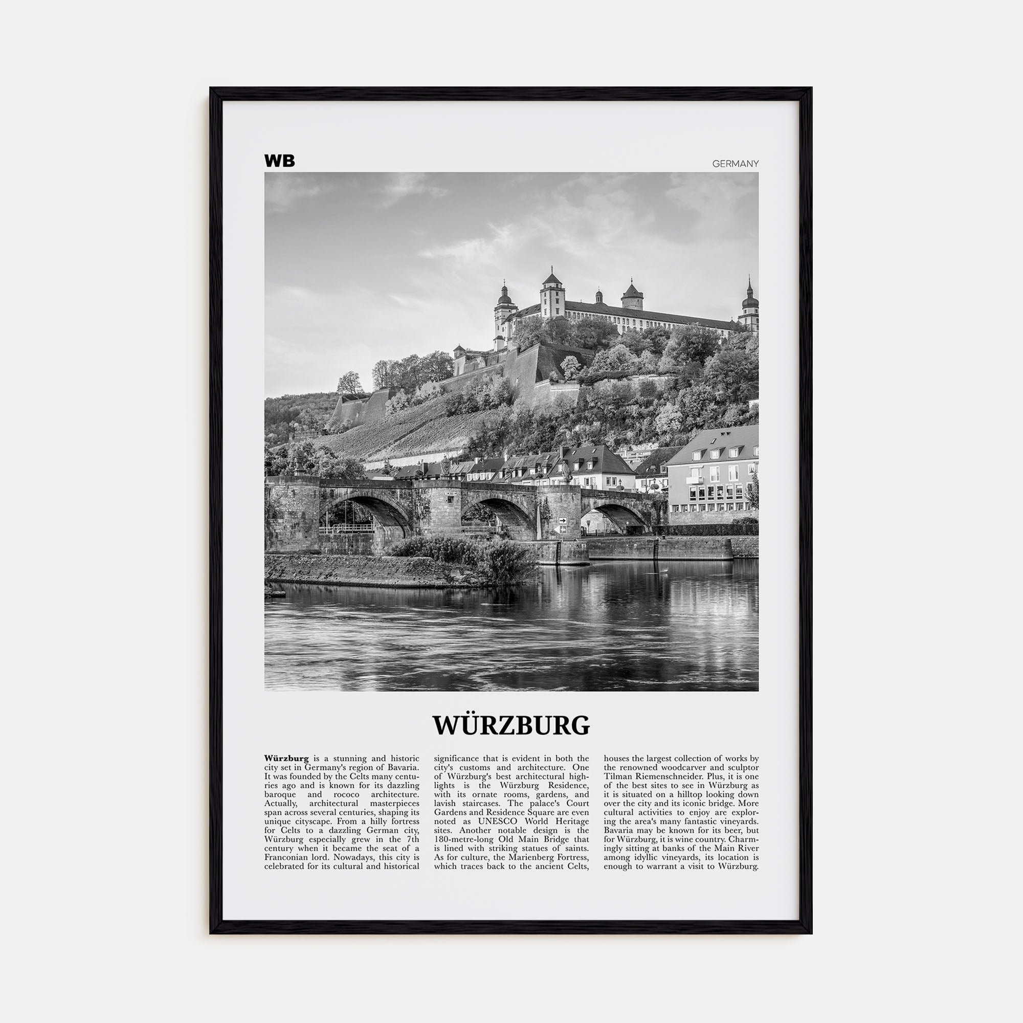 Würzburg Travel B&W No 2 Poster
