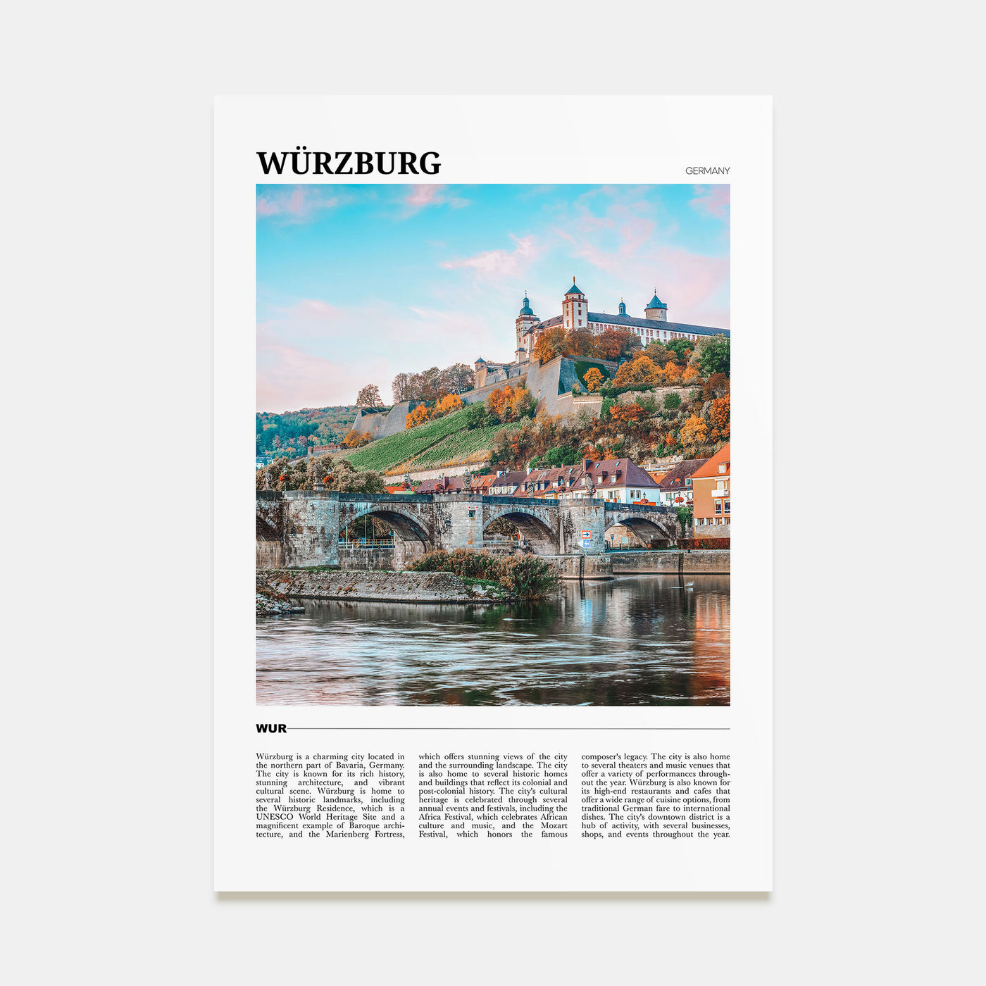 Würzburg Travel Color Poster