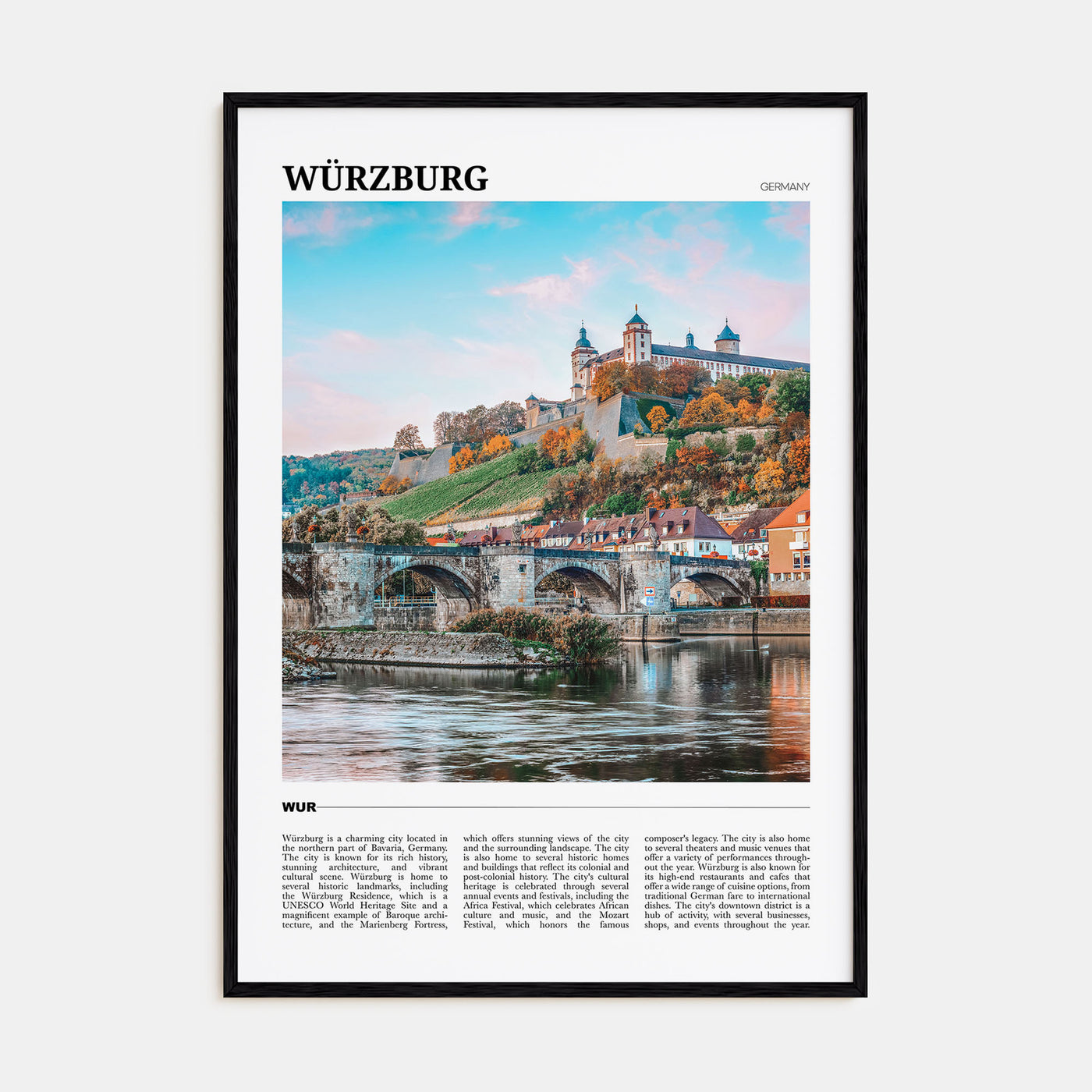 Würzburg Travel Color Poster