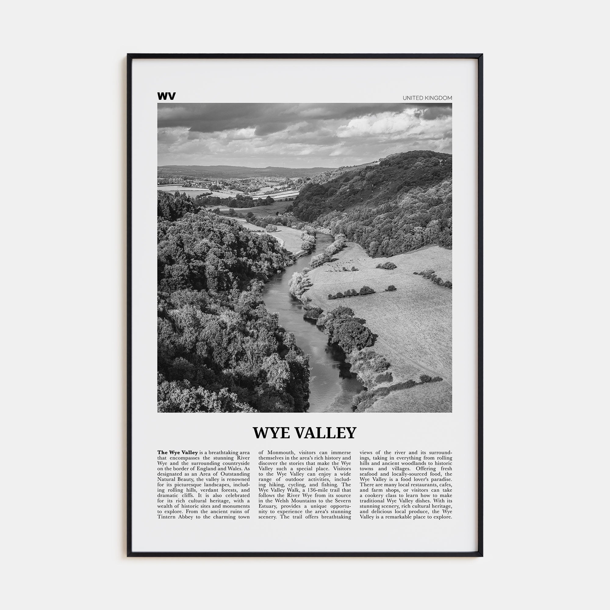 Wye Valley Travel B&W Poster