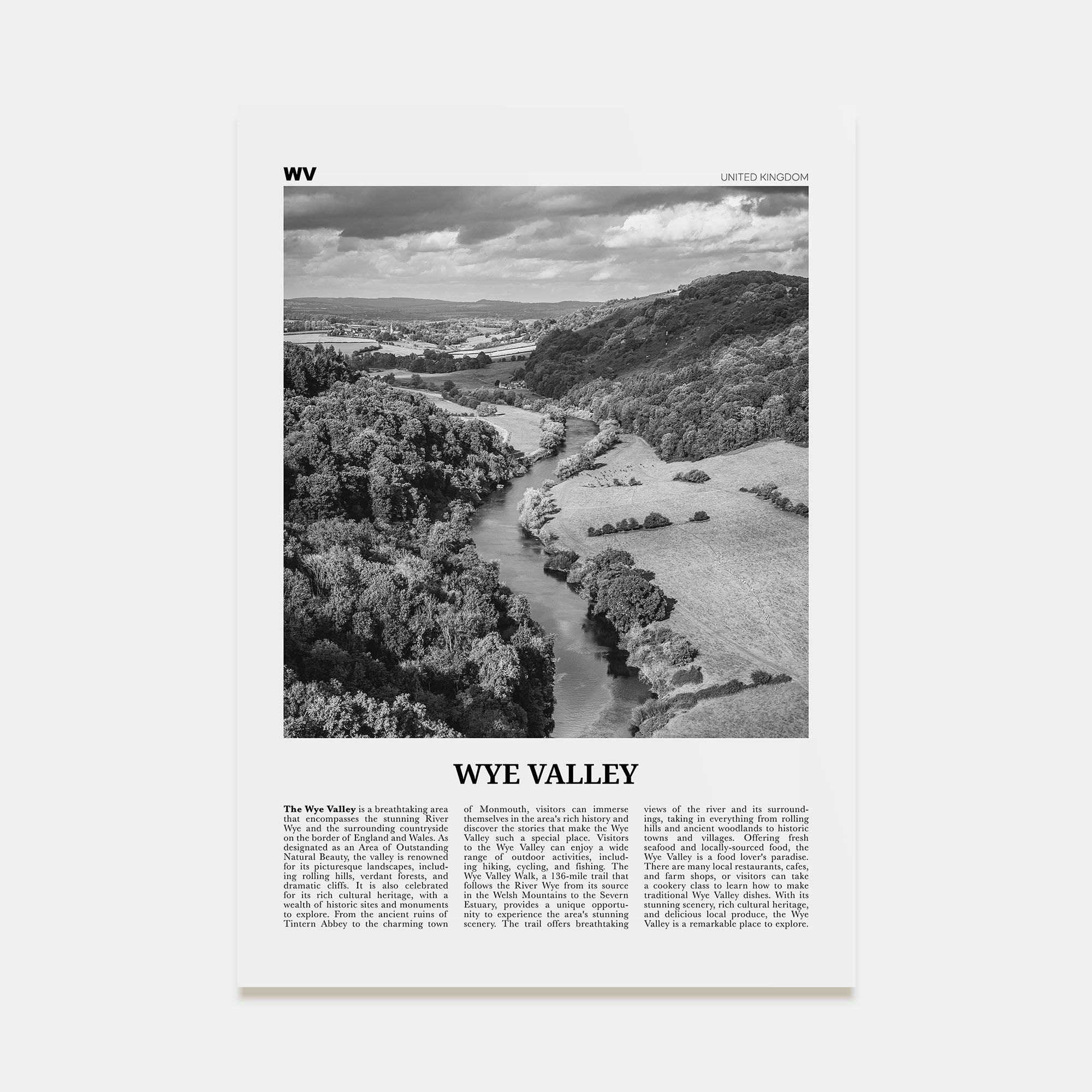 Wye Valley Travel B&W Poster
