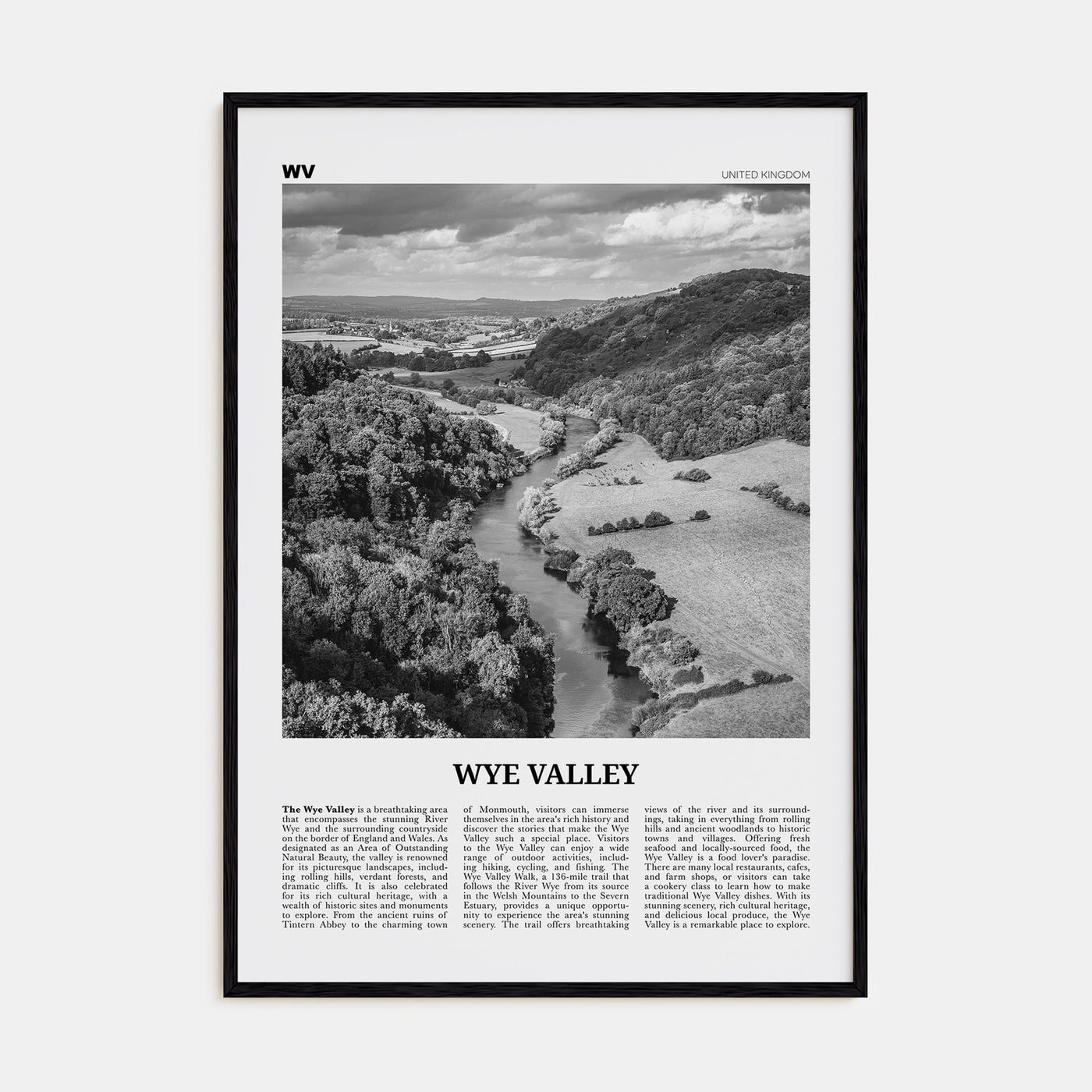 Wye Valley Travel B&W Poster