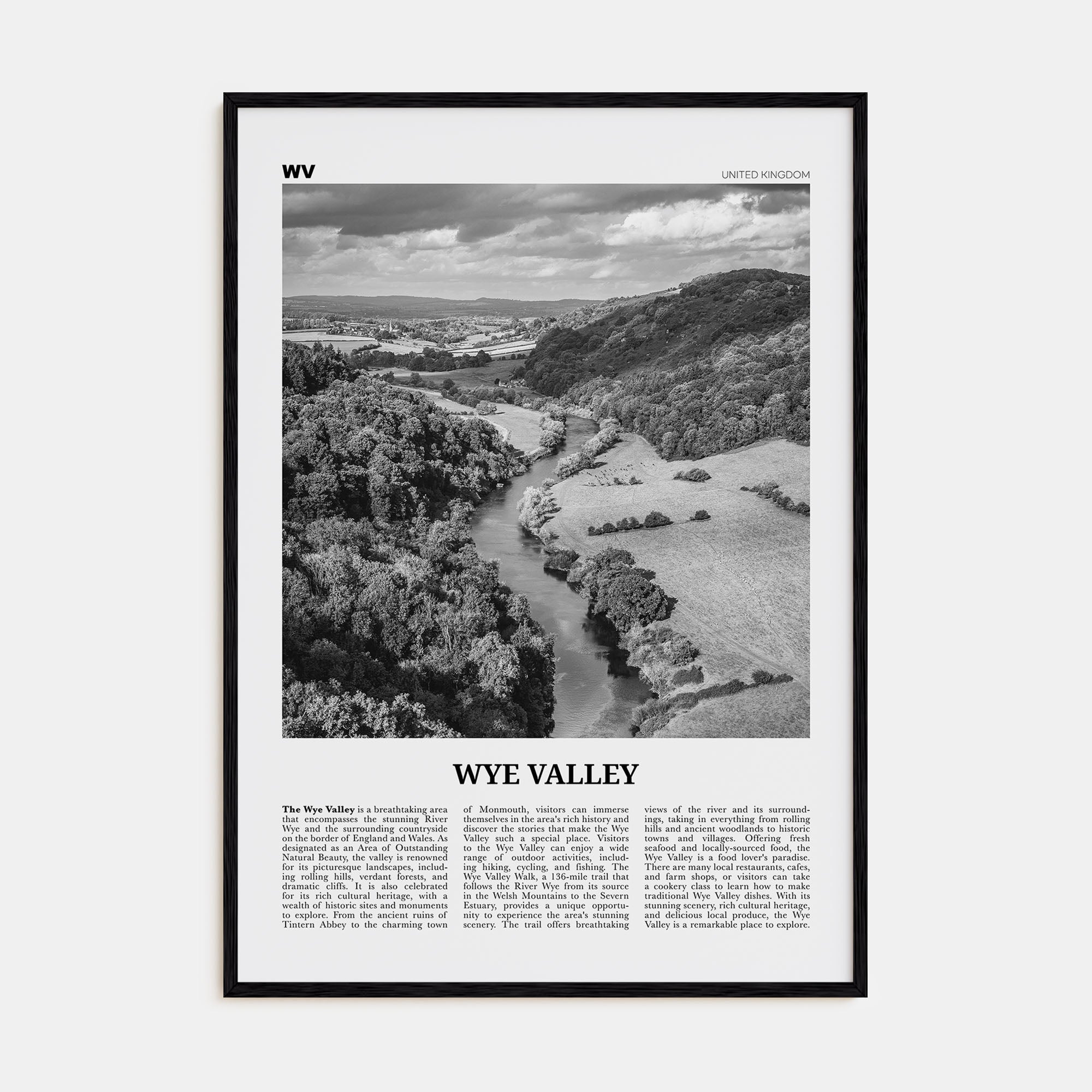 Wye Valley Travel B&W Poster