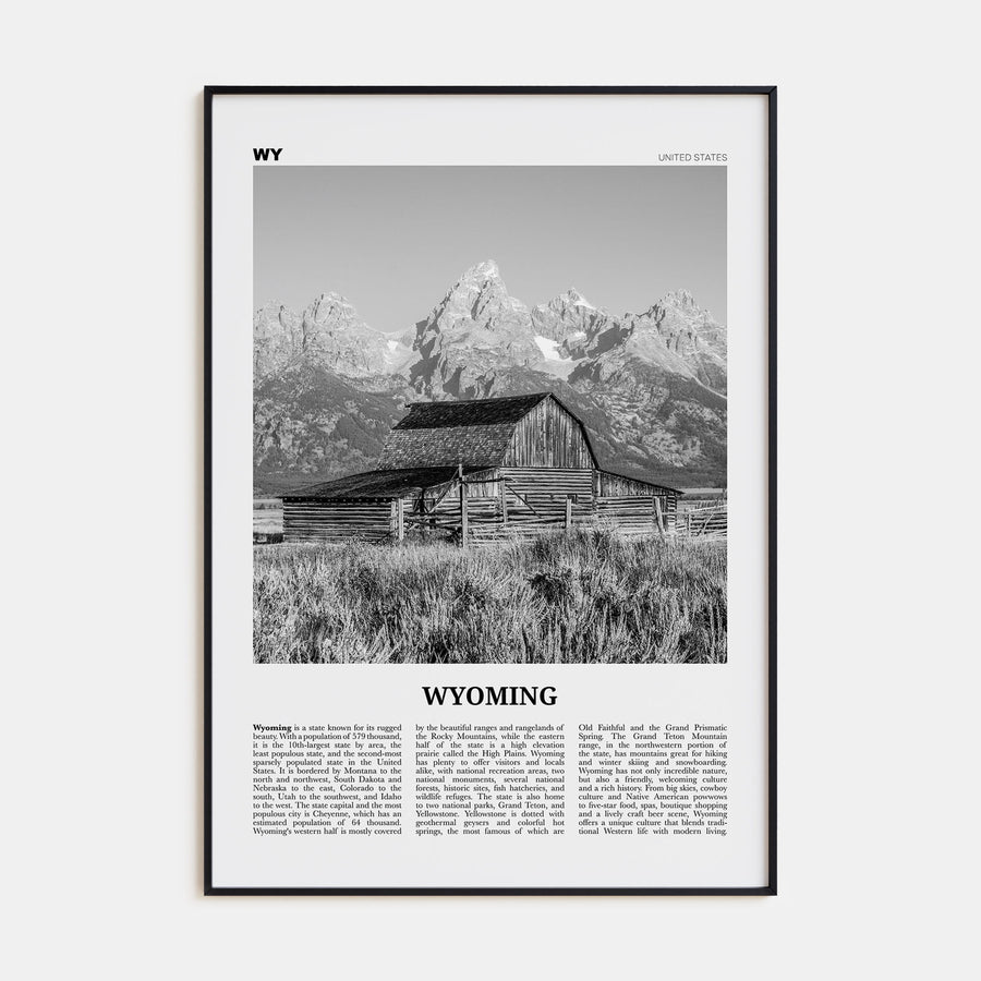 Wyoming Travel B&W No 1 Poster