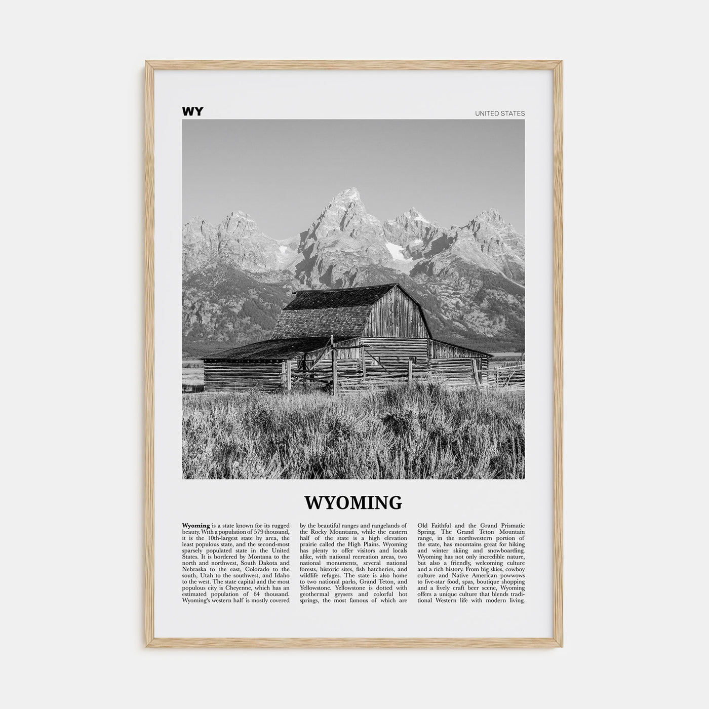 Wyoming Travel B&W No 1 Poster