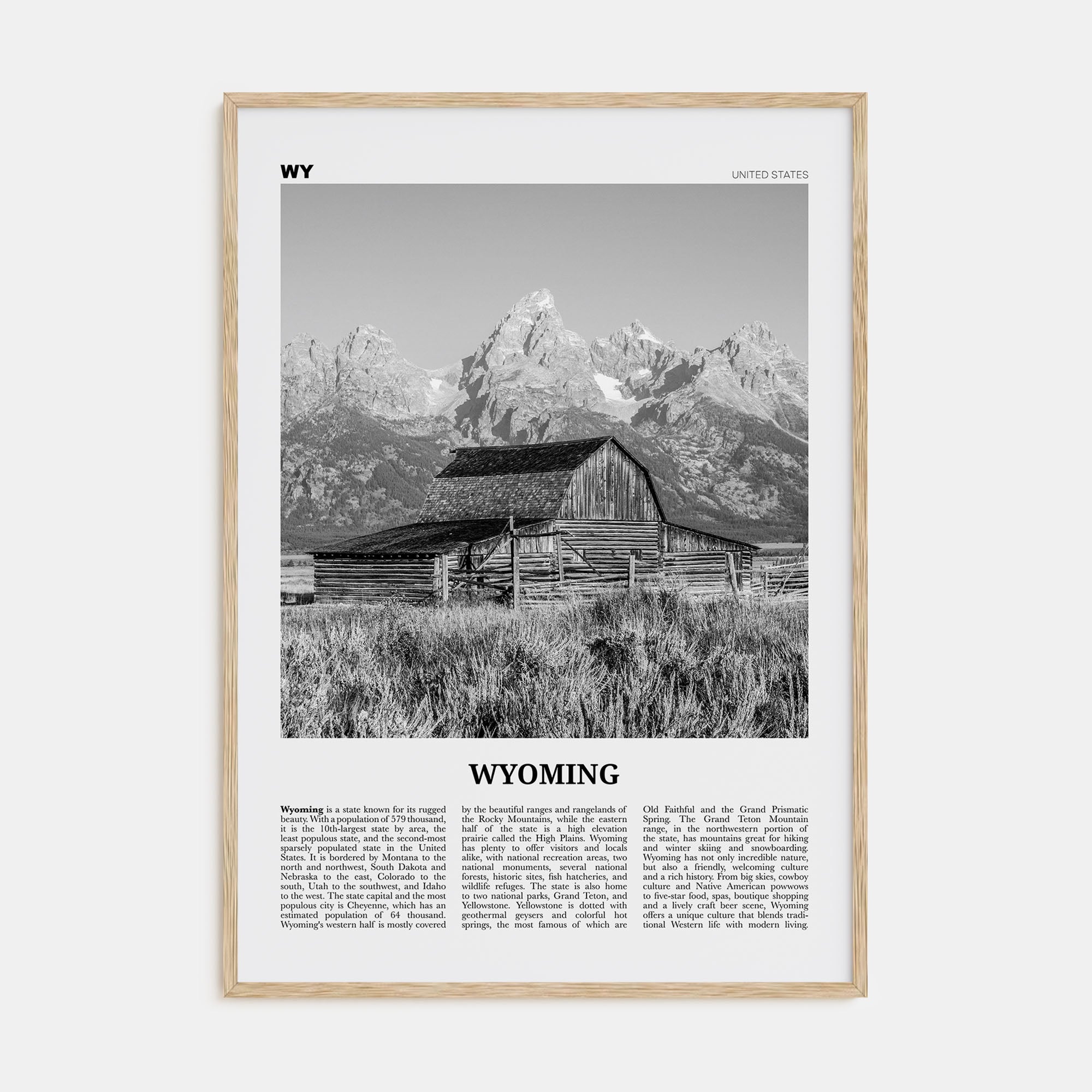 Wyoming Travel B&W No 1 Poster