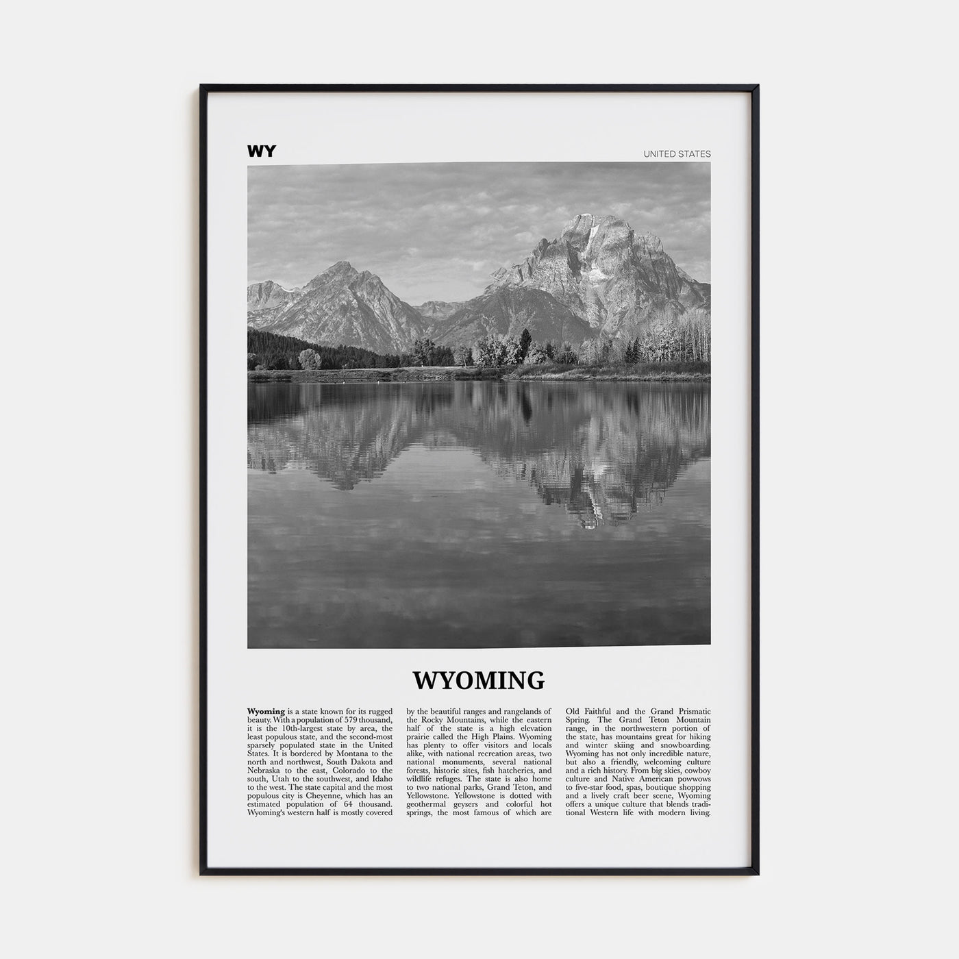 Wyoming Travel B&W No 2 Poster