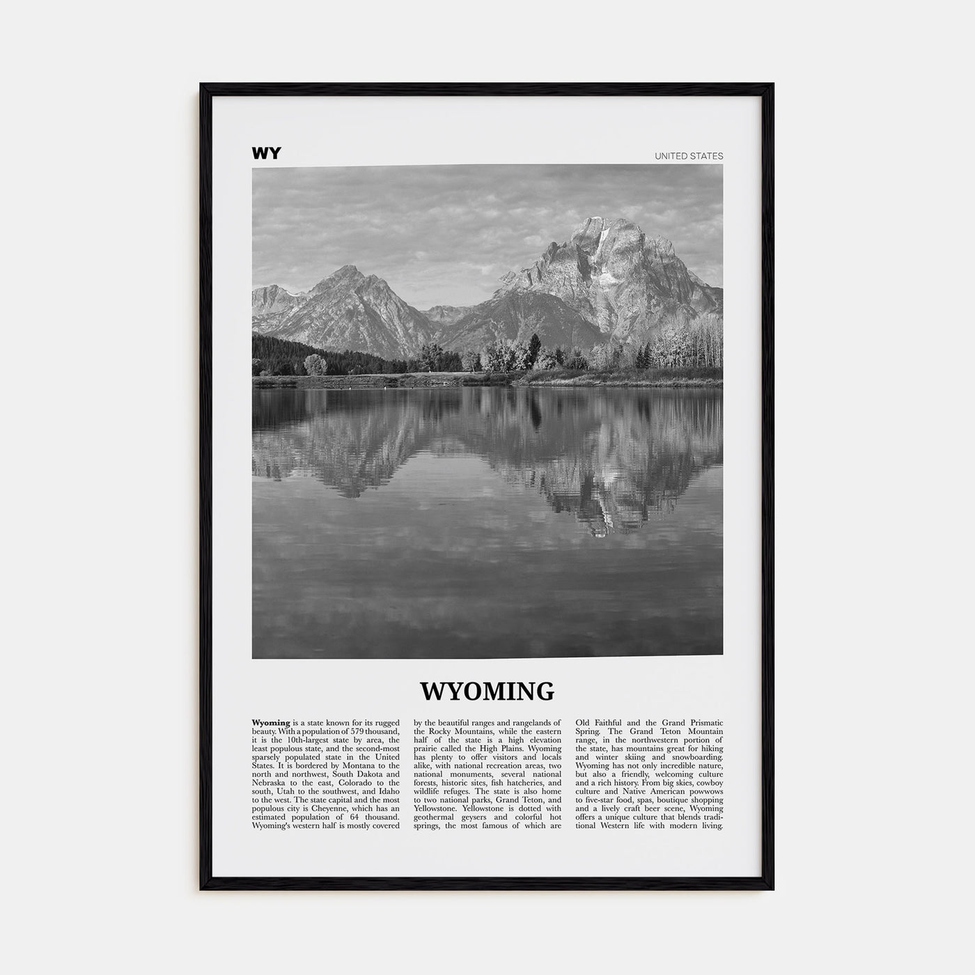 Wyoming Travel B&W No 2 Poster