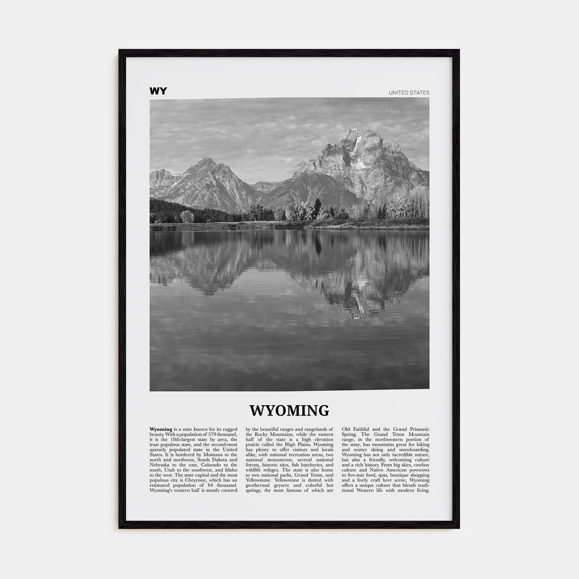 Wyoming Travel B&W No 2 Poster