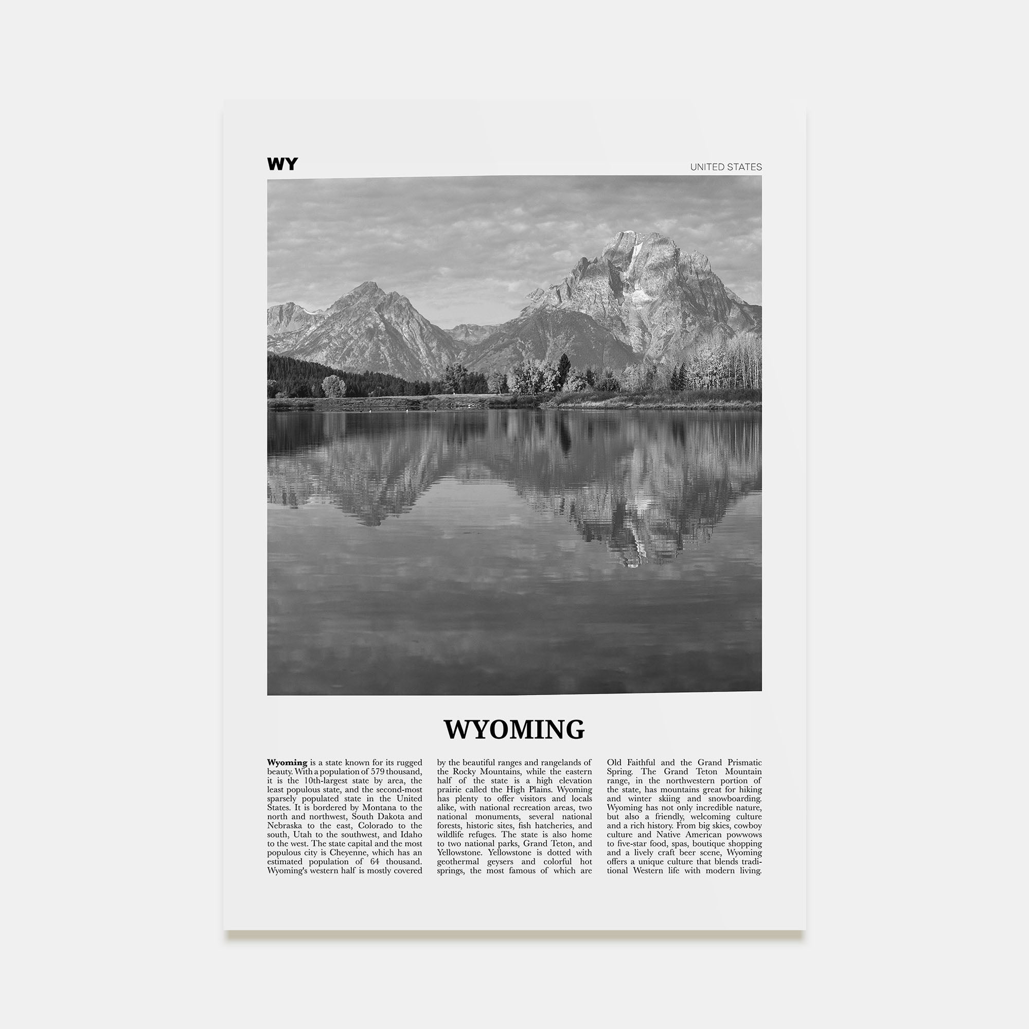 Wyoming Travel B&W No 2 Poster