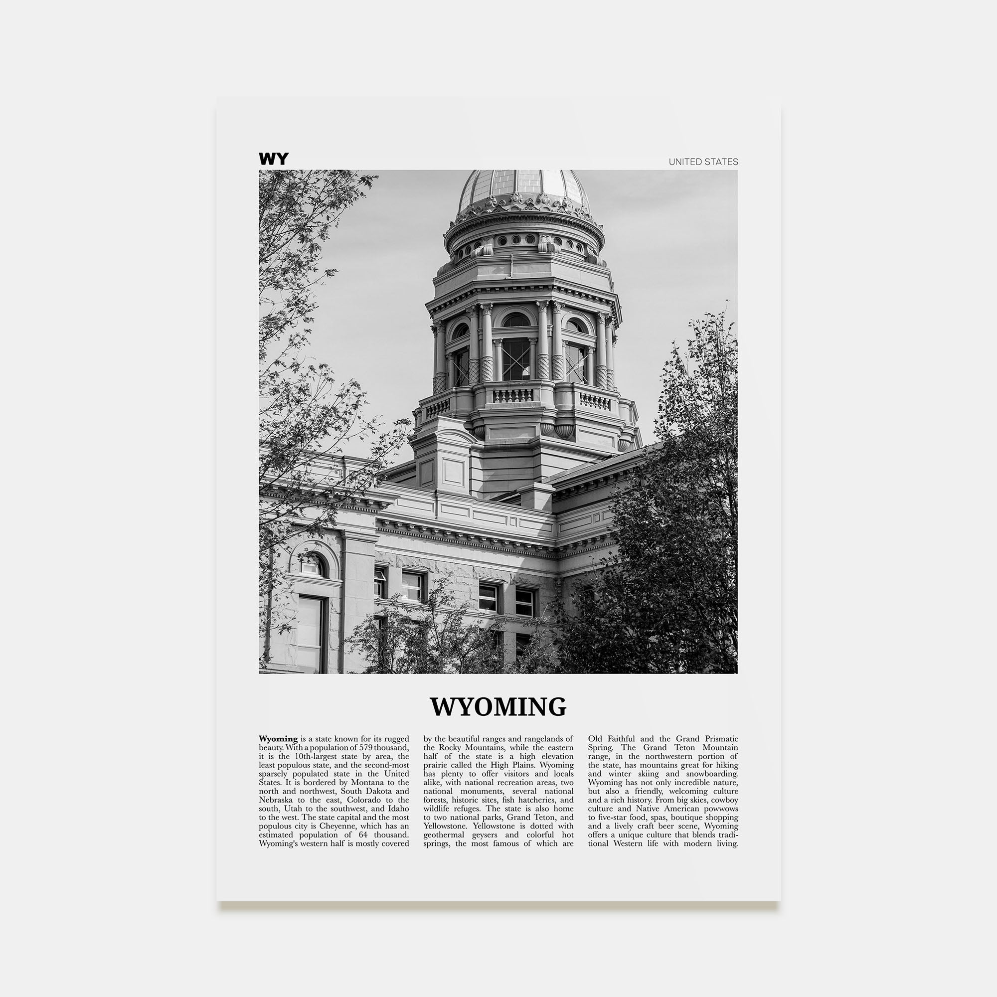 Wyoming Travel B&W No 3 Poster