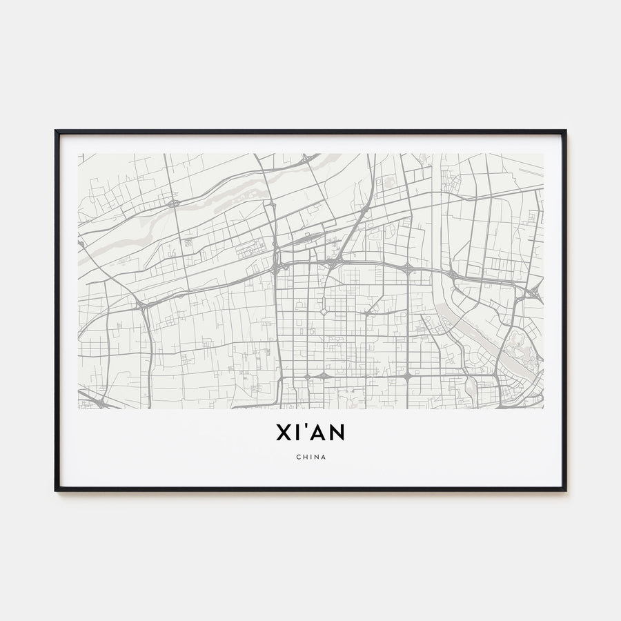 Xi'an Map Landscape Poster