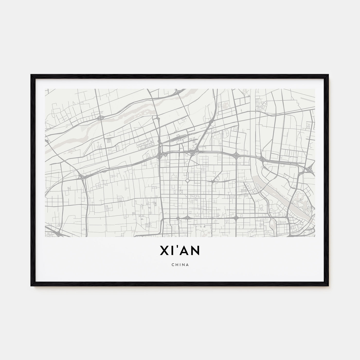 Xi'an Map Landscape Poster