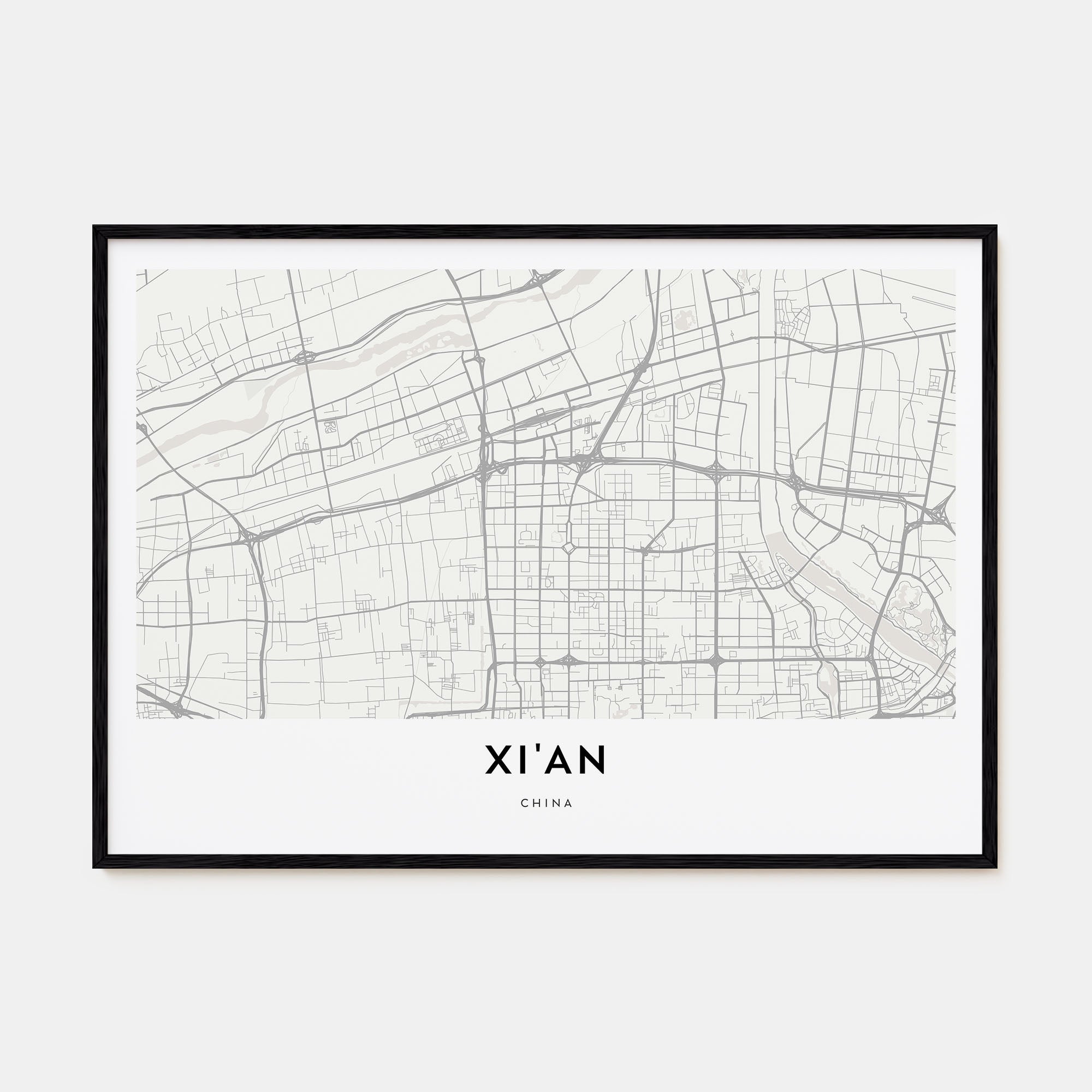 Xi'an Map Landscape Poster