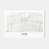 Xi'an Map Landscape Poster