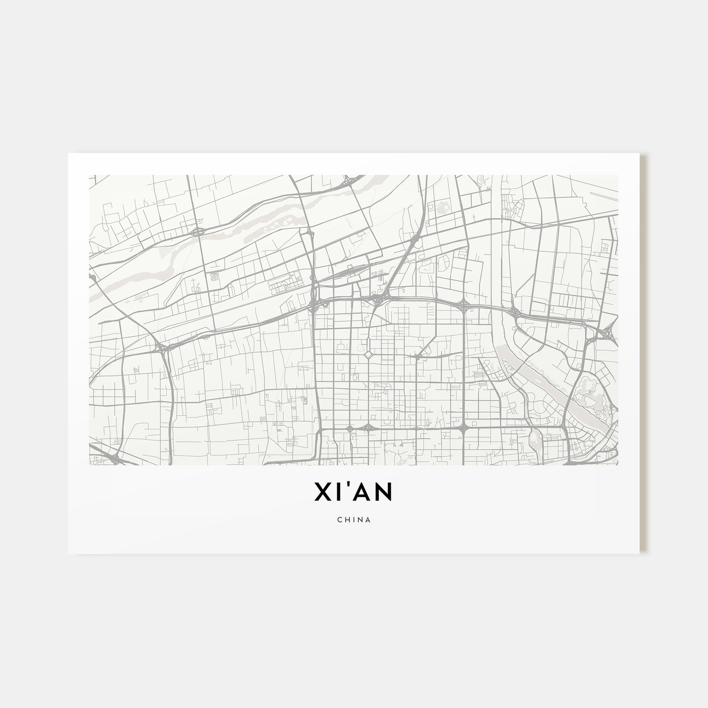 Xi'an Map Landscape Poster
