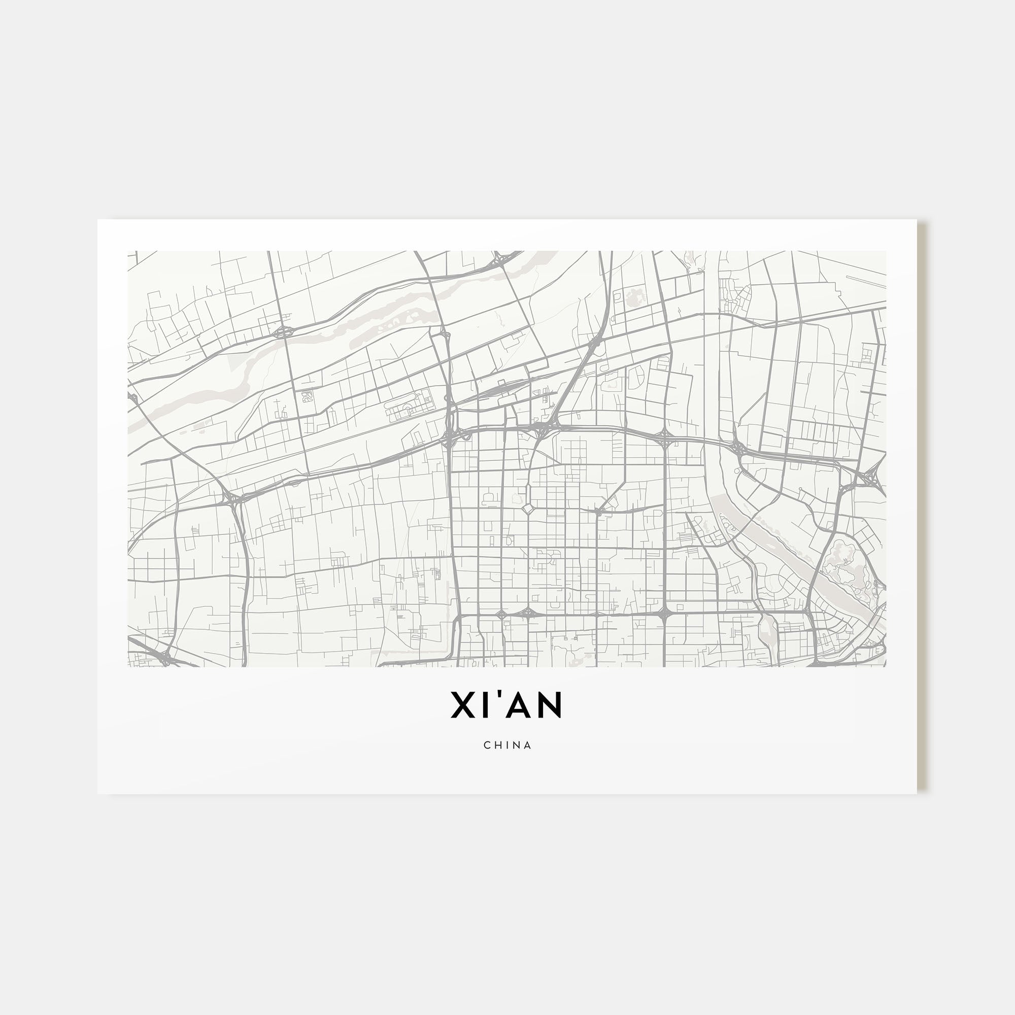 Xi'an Map Landscape Poster