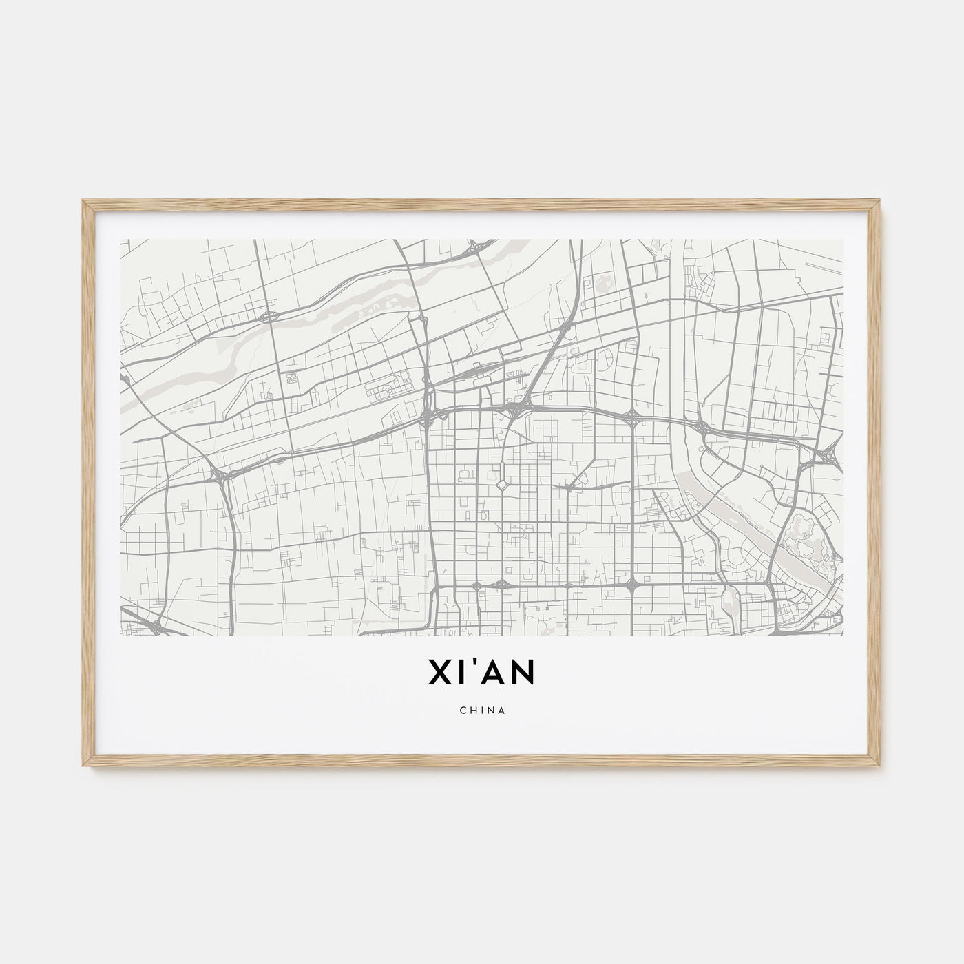 Xi'an Map Landscape Poster