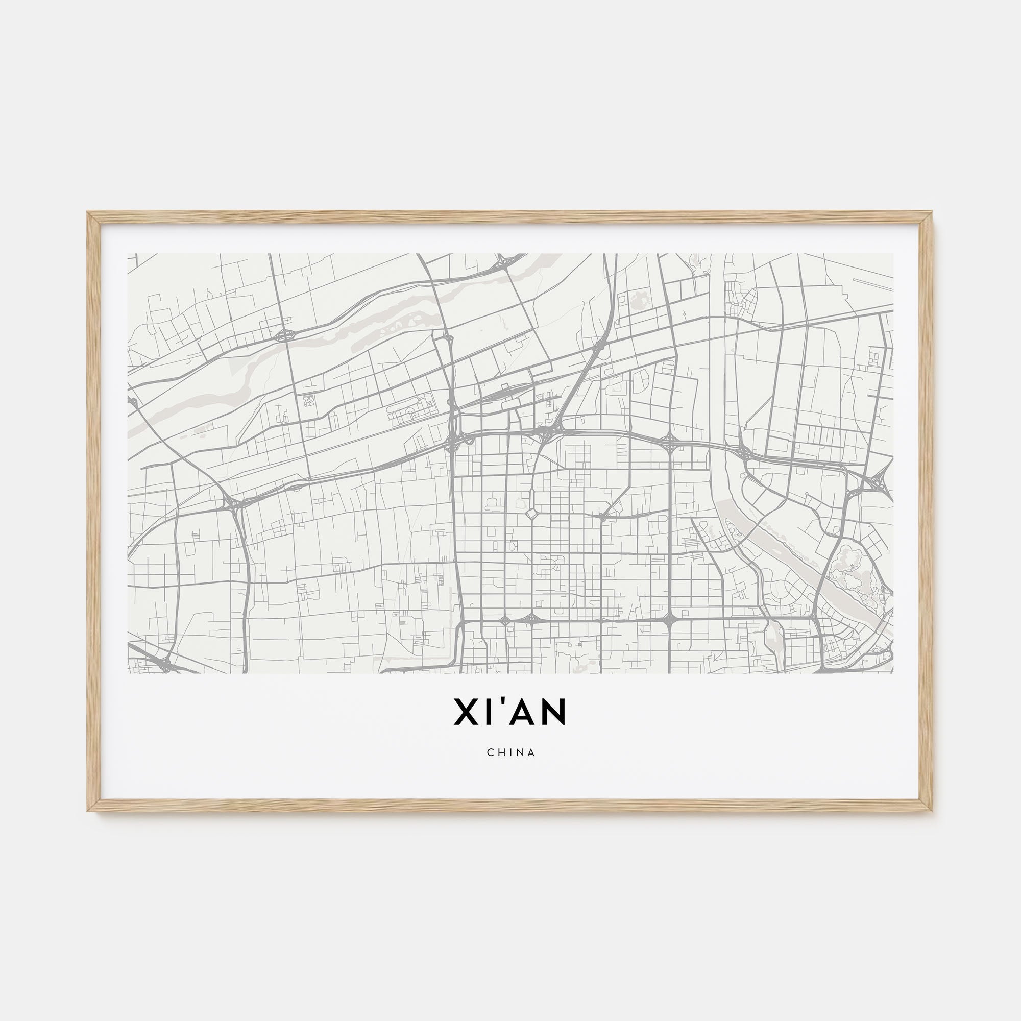 Xi'an Map Landscape Poster