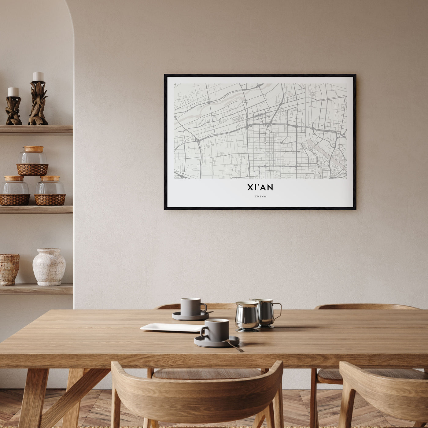 Xi'an Map Landscape Poster