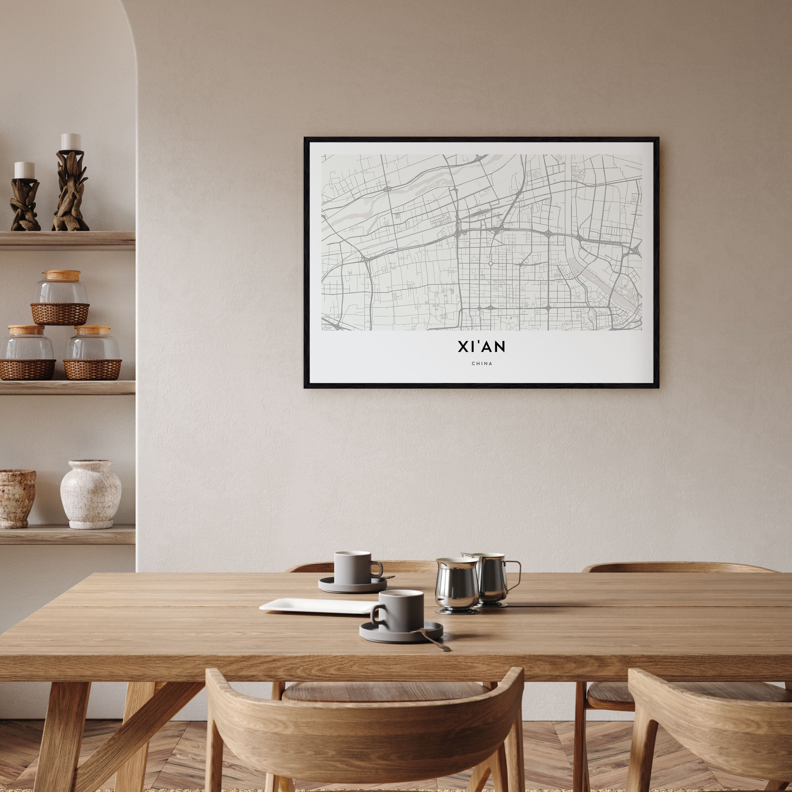 Xi'an Map Landscape Poster