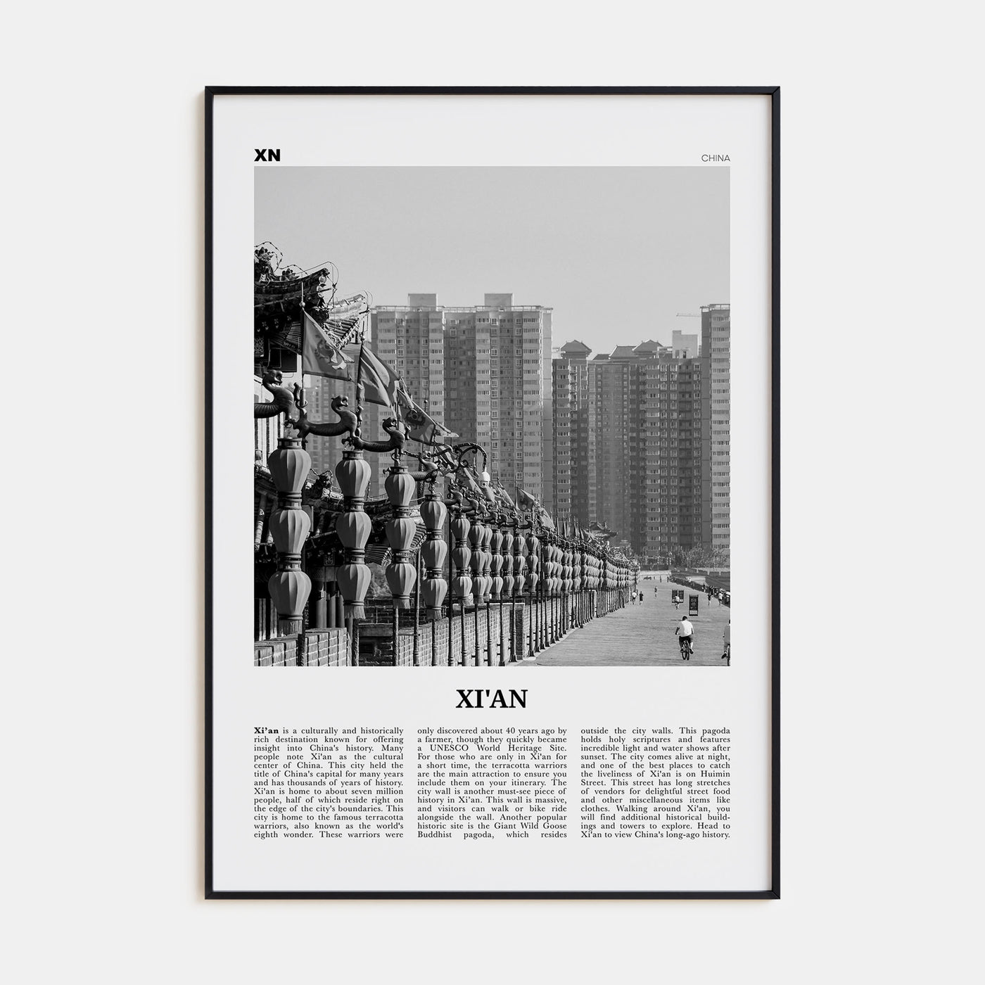 Xi'an Travel B&W Poster