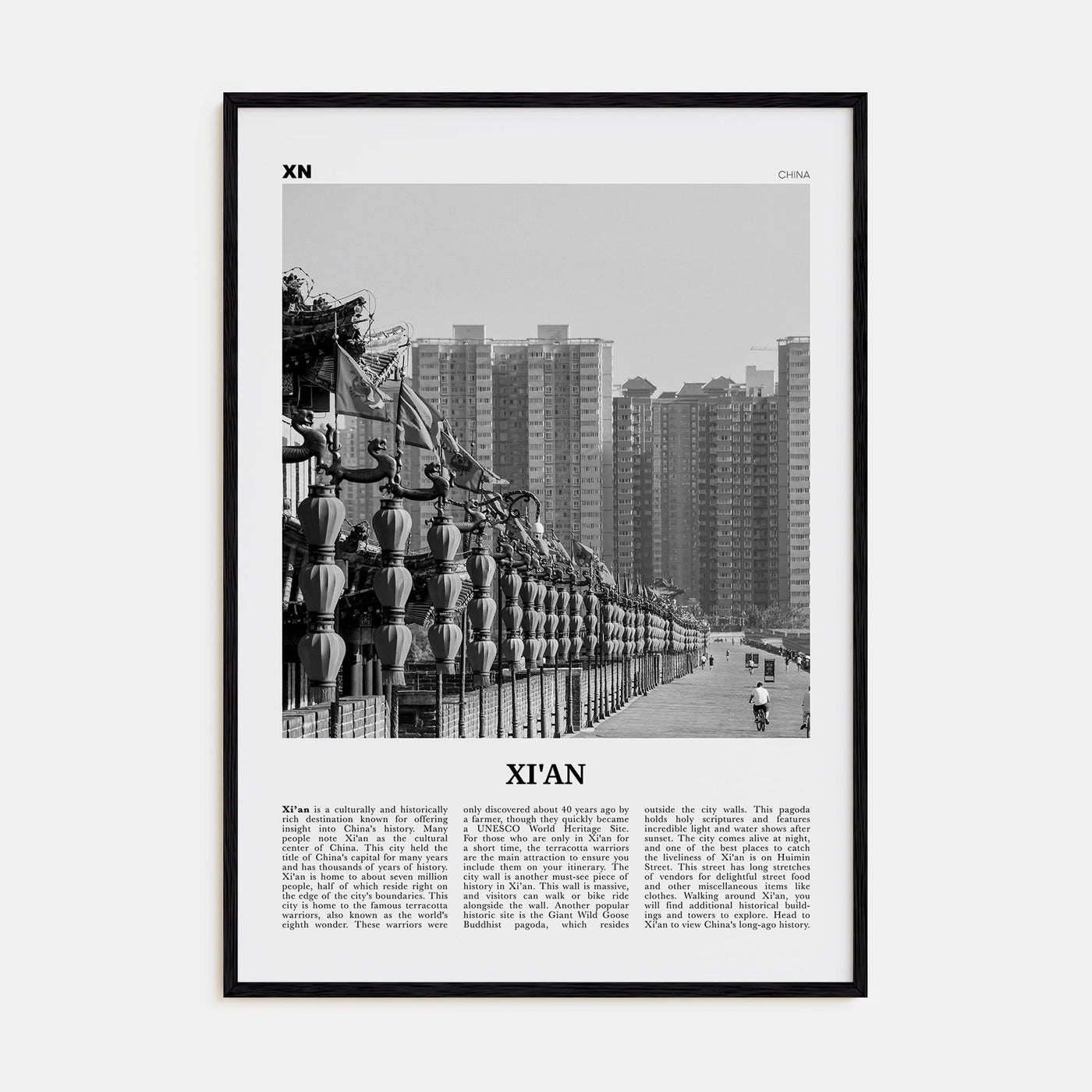Xi'an Travel B&W Poster