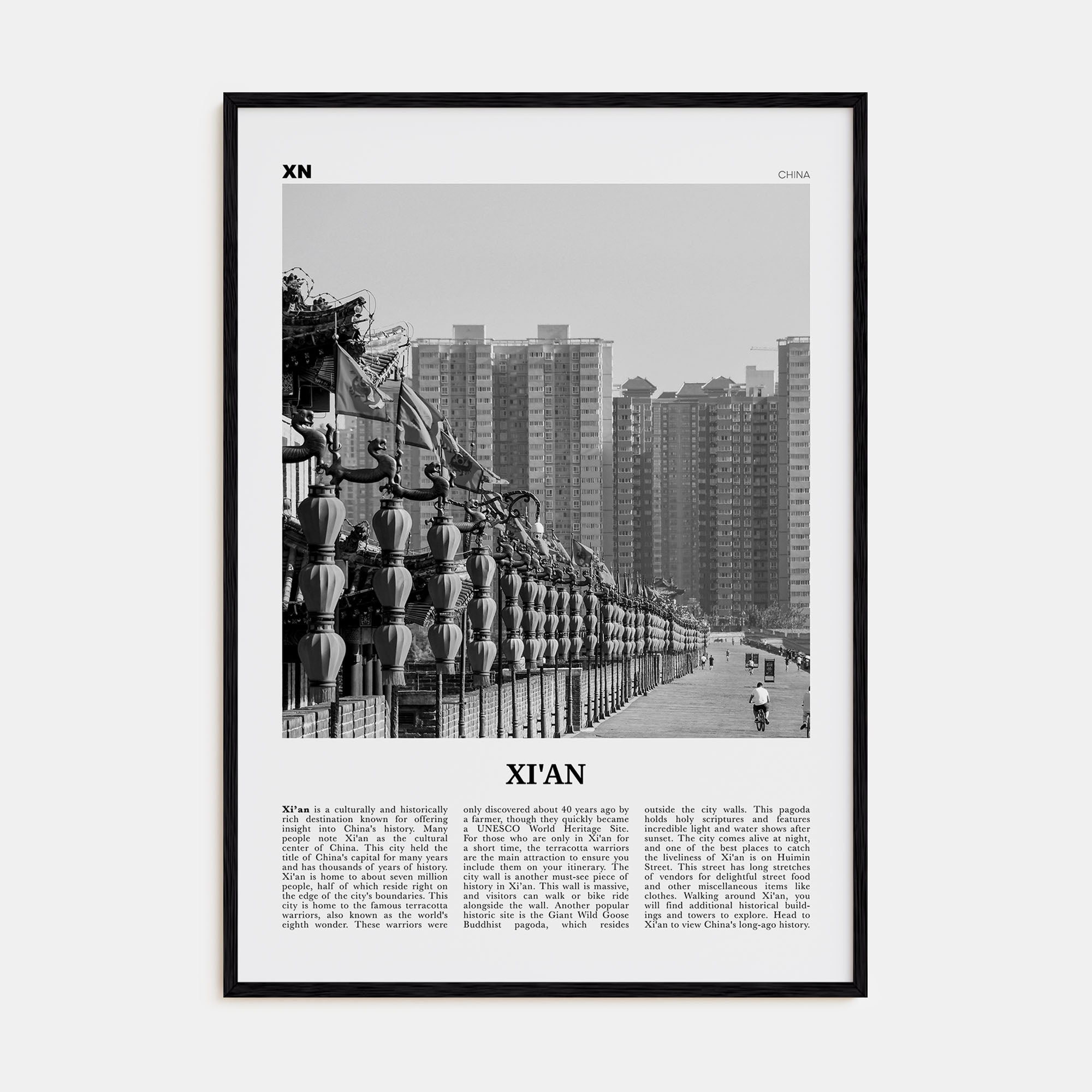 Xi'an Travel B&W Poster