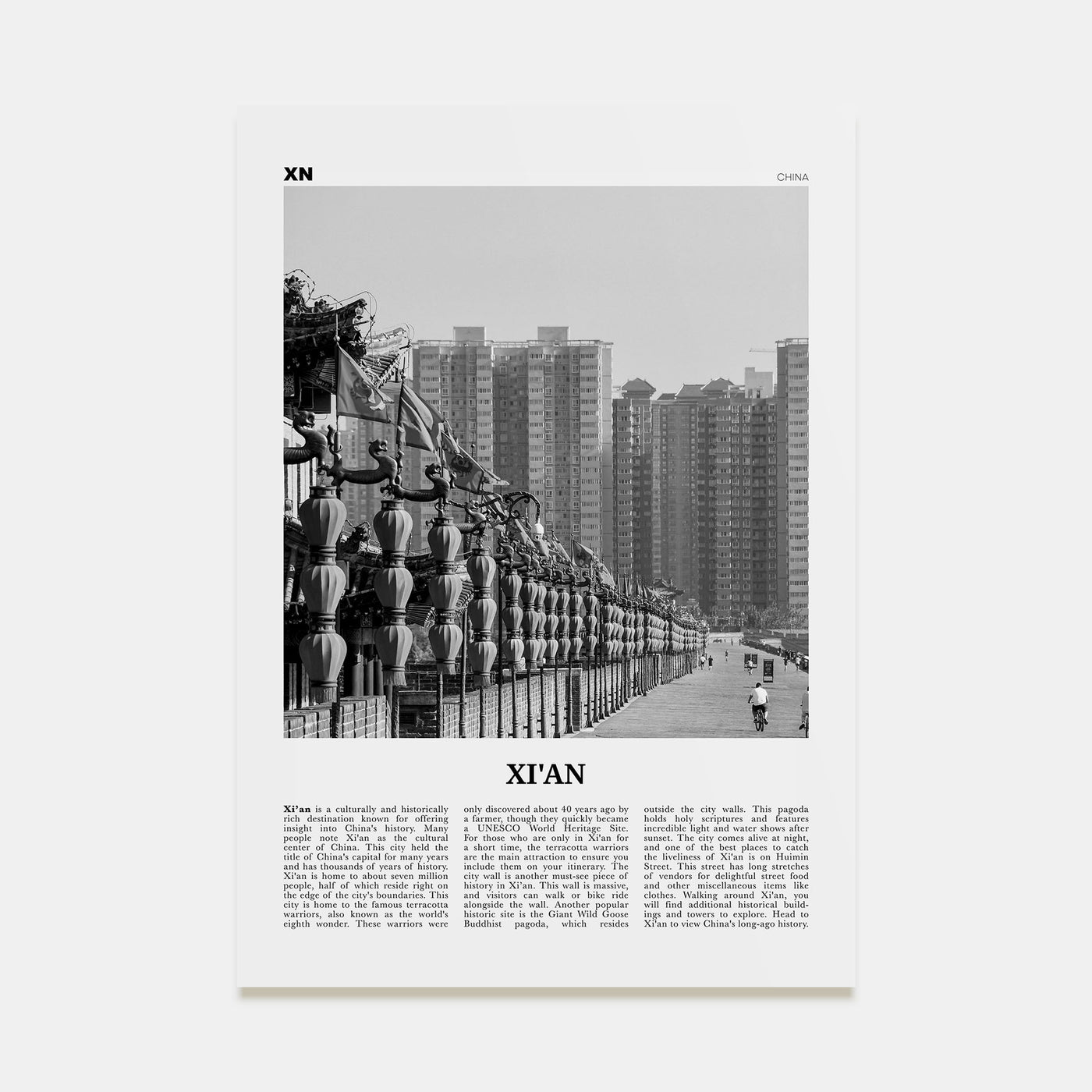 Xi'an Travel B&W Poster