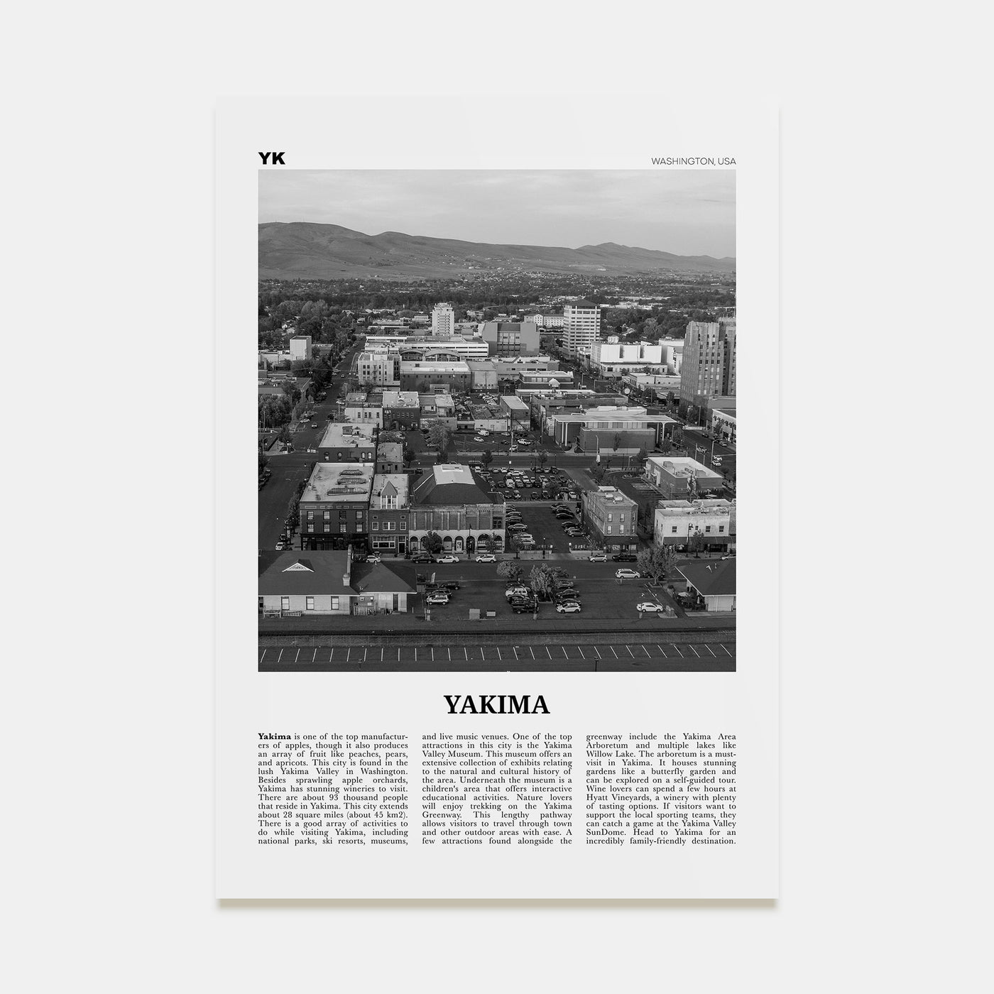 Yakima Travel B&W Poster