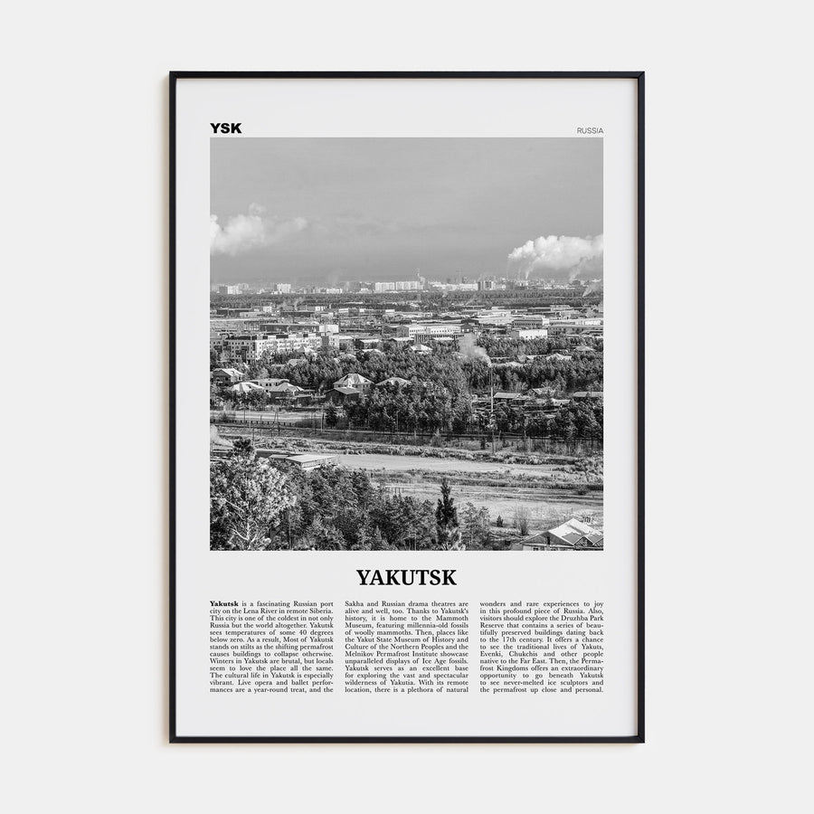 Yakutsk Travel B&W Poster